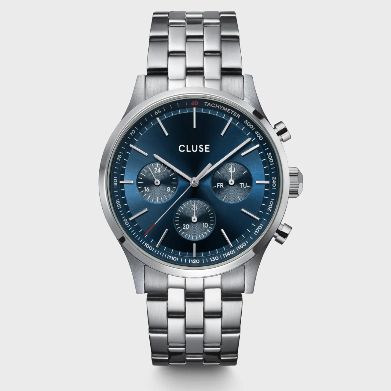 Homme CLUSE Anthéor Multifunction Watch Steel Blue, Silver Colour