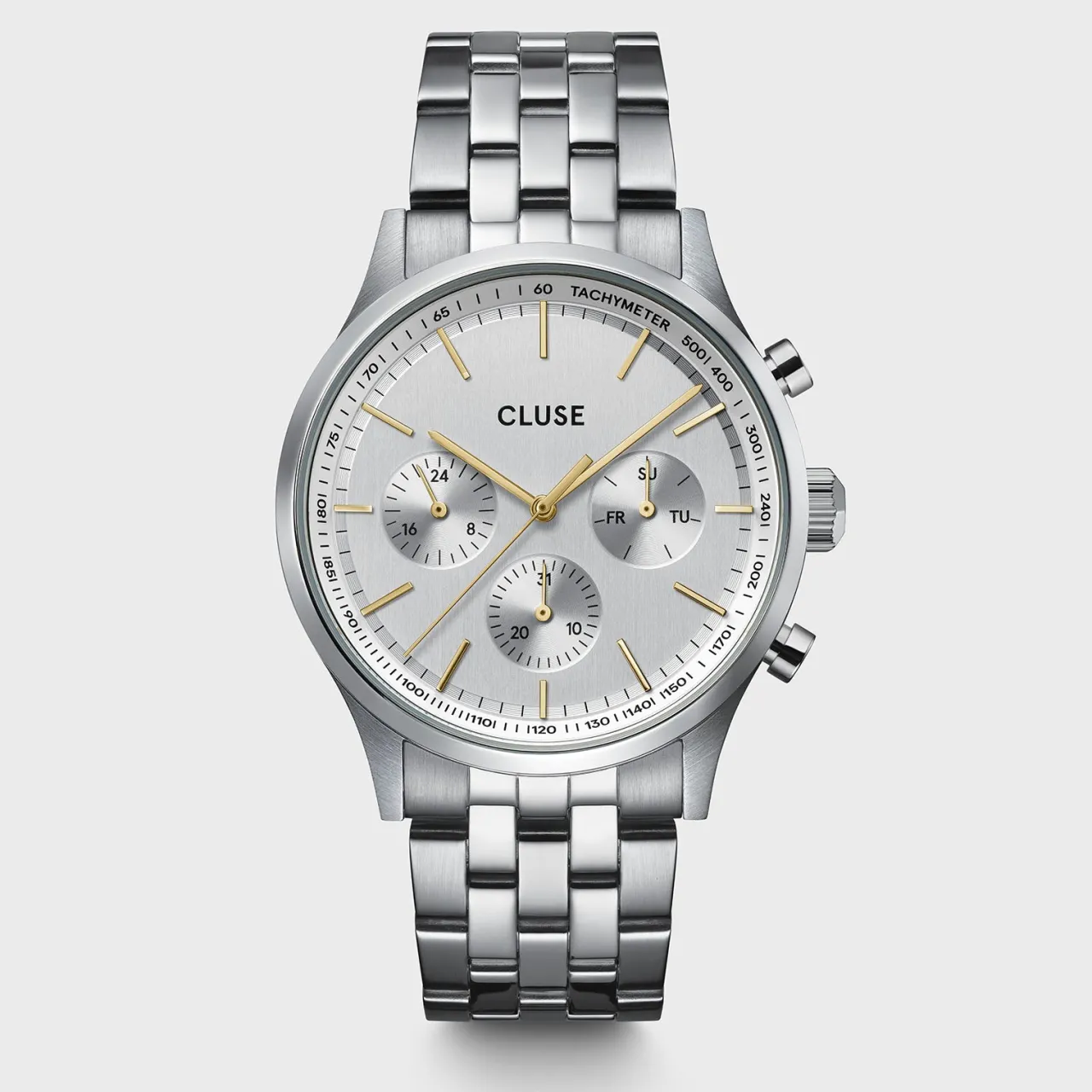 Homme CLUSE Anthéor Multifunction Watch Steel Silver Bicolour, Silver Colour