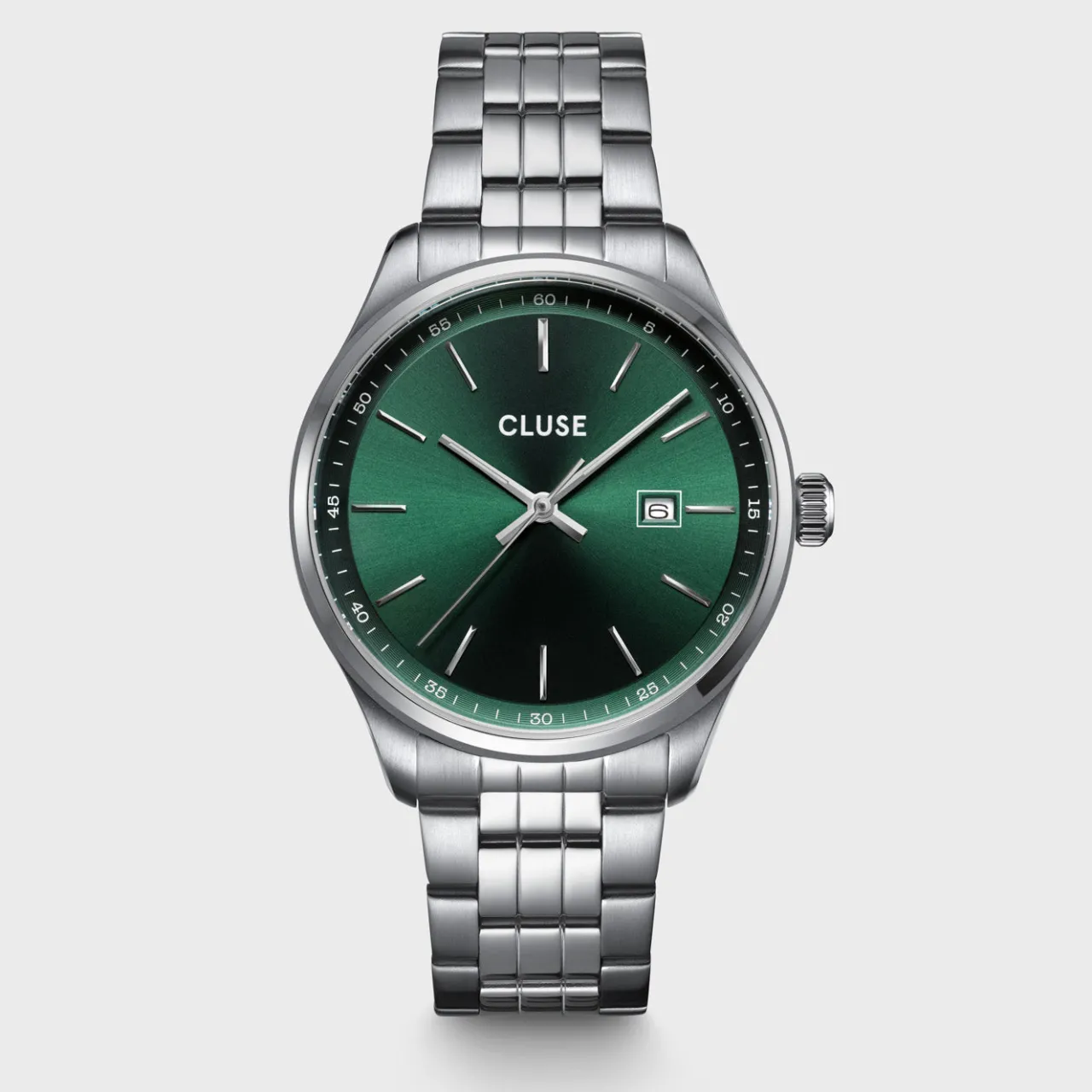 Homme CLUSE Anthéor Watch Steel Green, Silver Colour