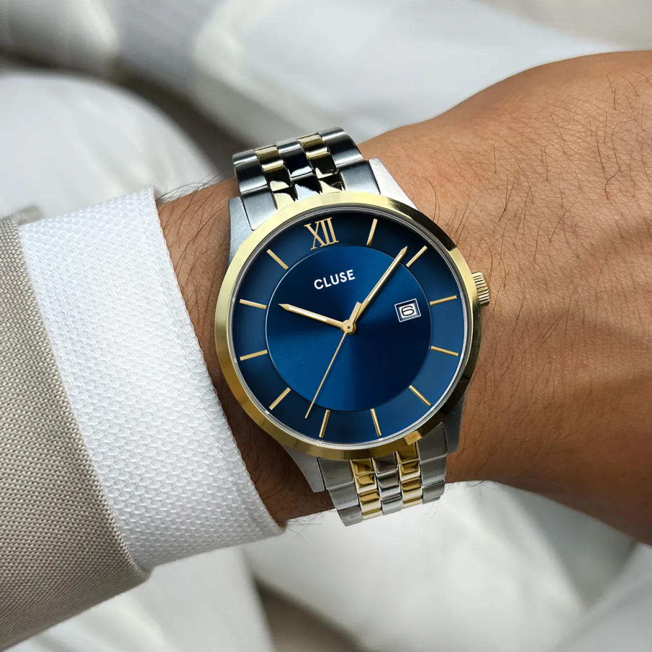 Homme CLUSE Aravis 3-Hand Watch, Blue, Bicolour