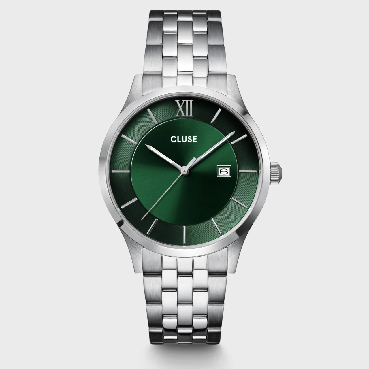 Homme CLUSE Aravis 3-Hand Watch, Green, Silver Colour