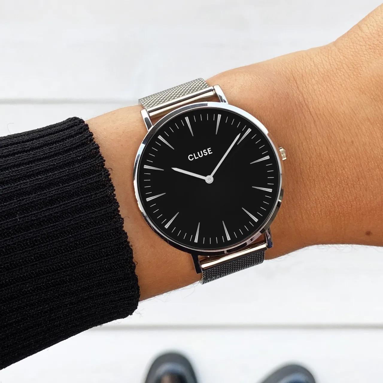 Femme CLUSE Boho Chic Mesh Black, Silver Colour