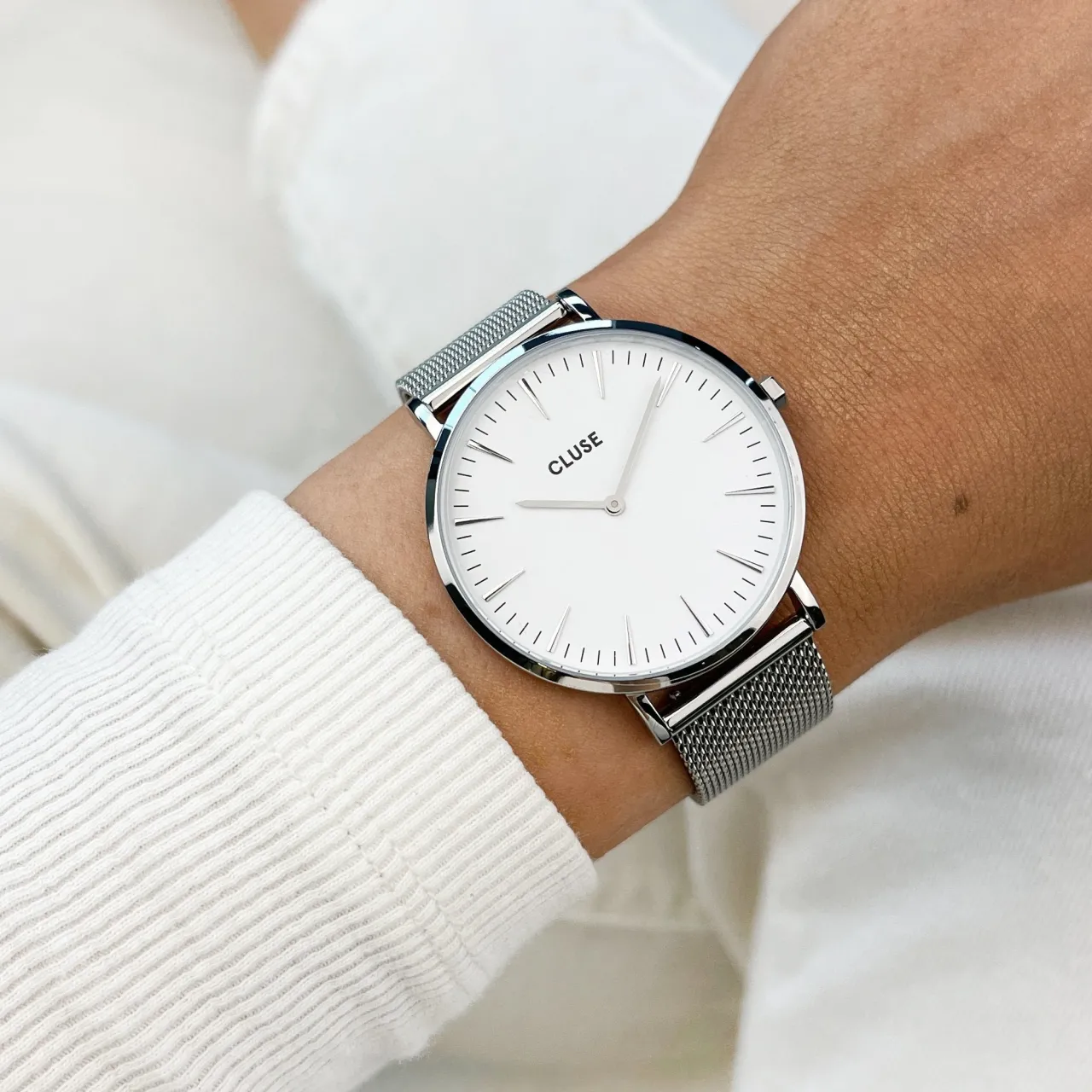 Femme CLUSE Boho Chic Mesh White, Silver Colour