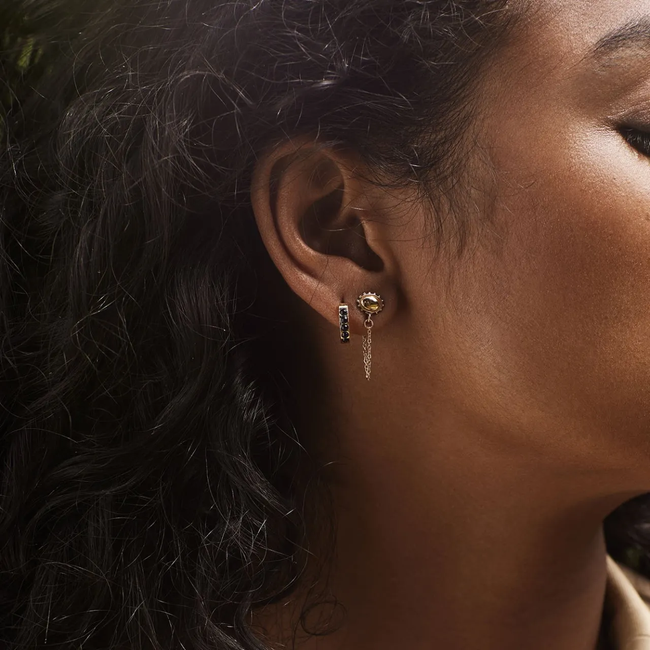 CLUSE Essentielle Beads Hoop Earrings, Gold Colour