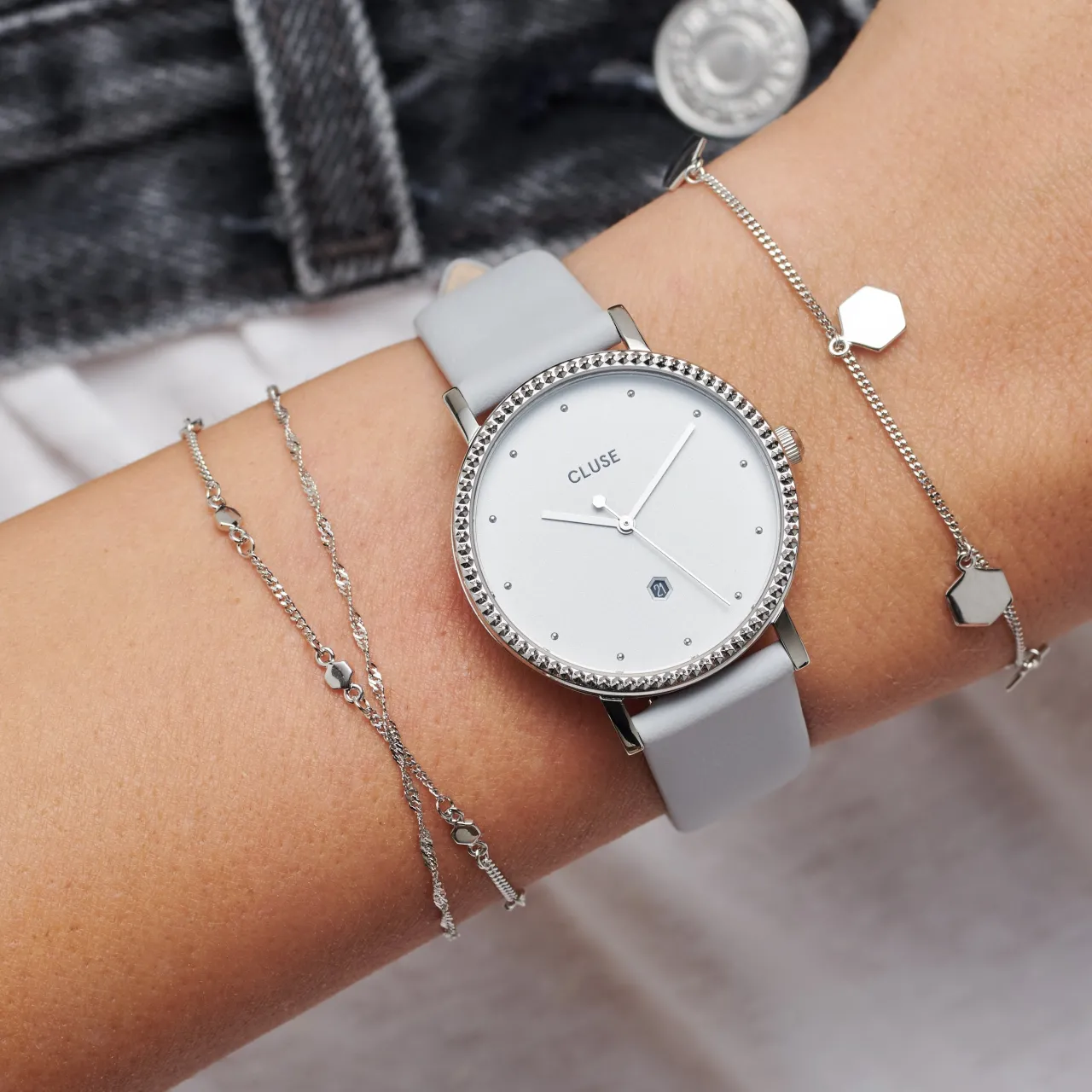 CLUSE Essentielle Bracelet Hexagon Charms Silver