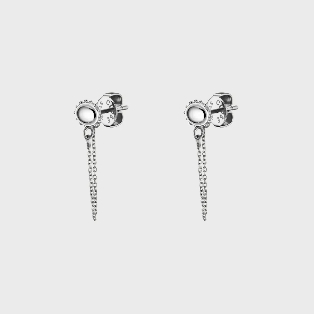 CLUSE Essentielle Chain Stud Earrings, Silver Colour