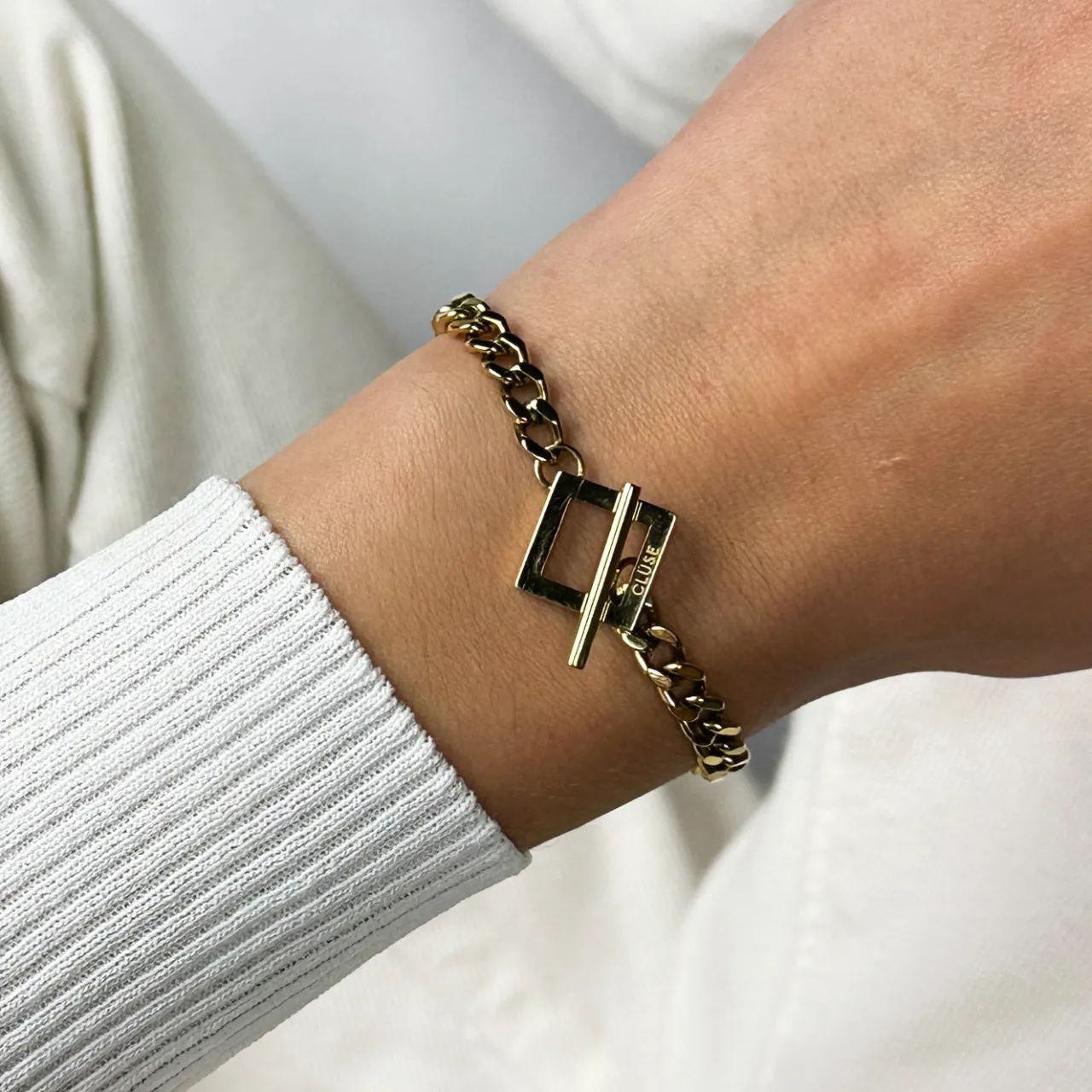 CLUSE Essentielle Denim Chain Bracelet, Gold Colour