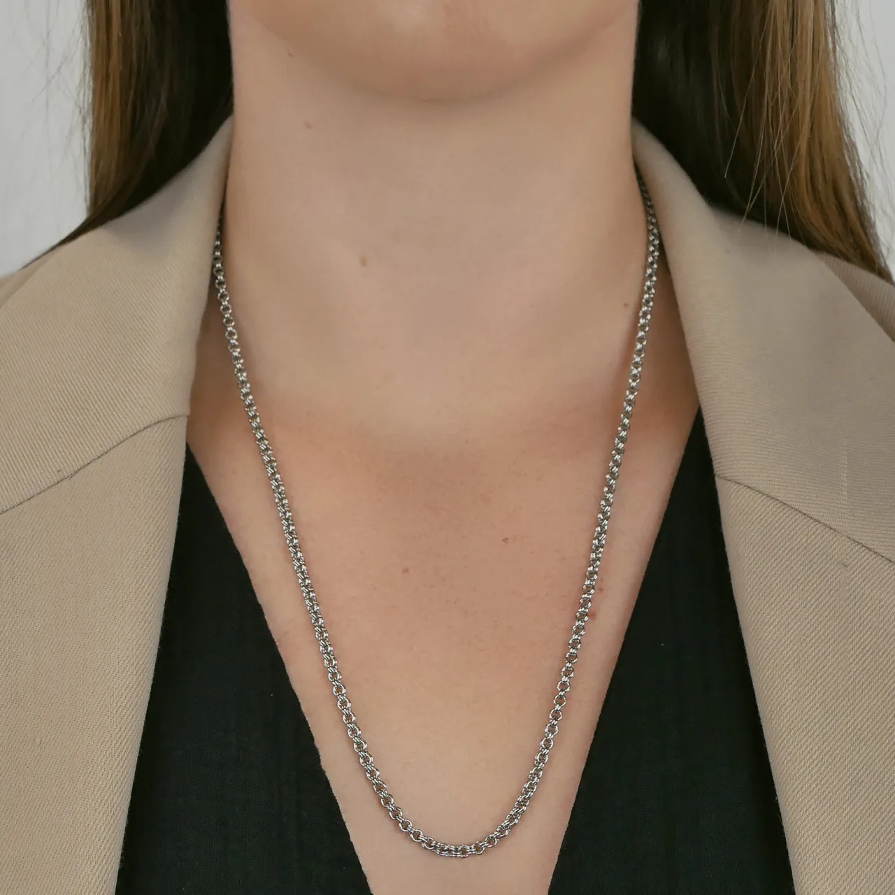 CLUSE Essentielle Double Link Chain Necklace, Silver Colour