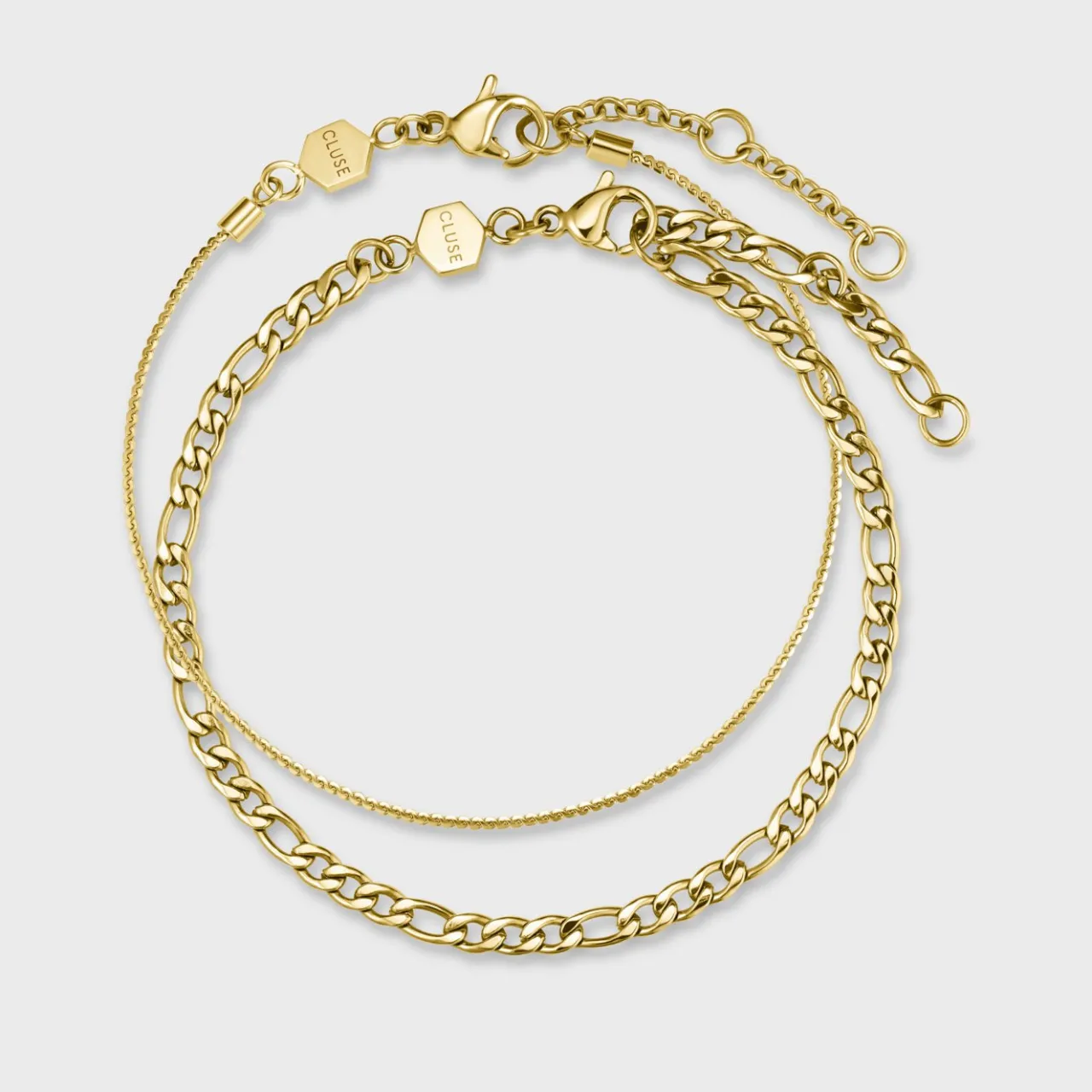 CLUSE Essentielle Figaro Chain Bracelet Set, Gold Colour