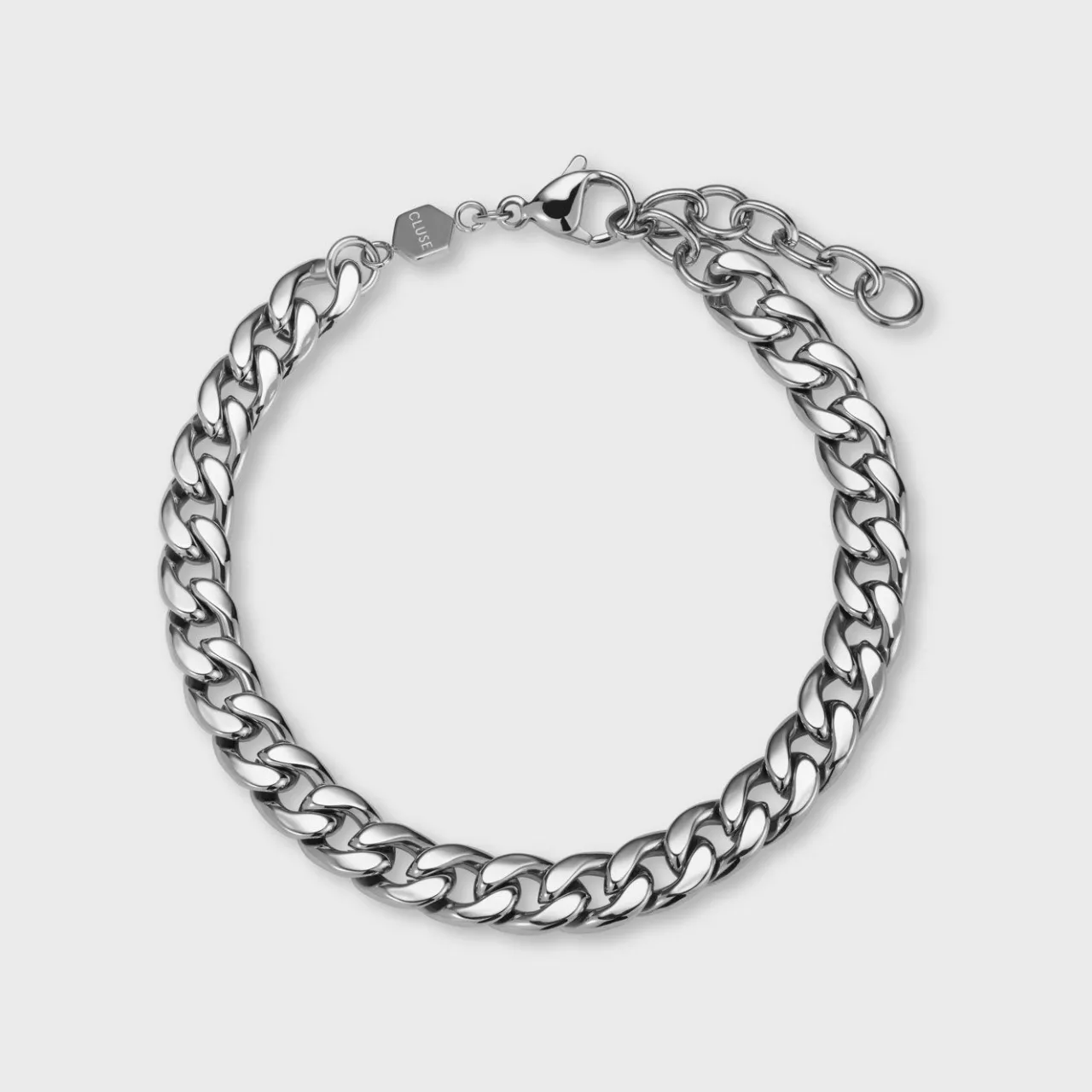 CLUSE Essentielle Flat Curb Chain Bracelet Silver Colour