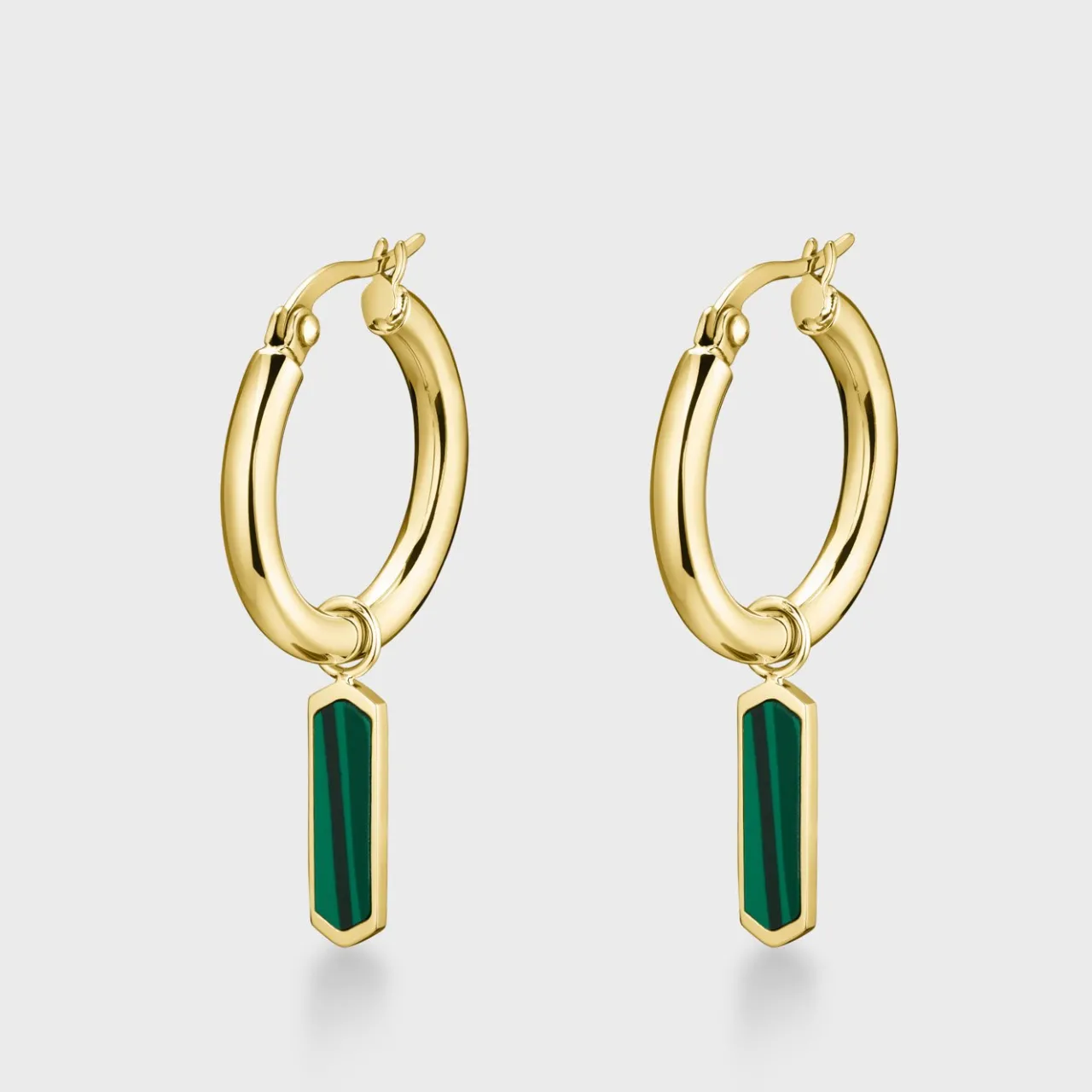 CLUSE Essentielle Hoops Earrings Hexagon Charm Green, Gold Colour