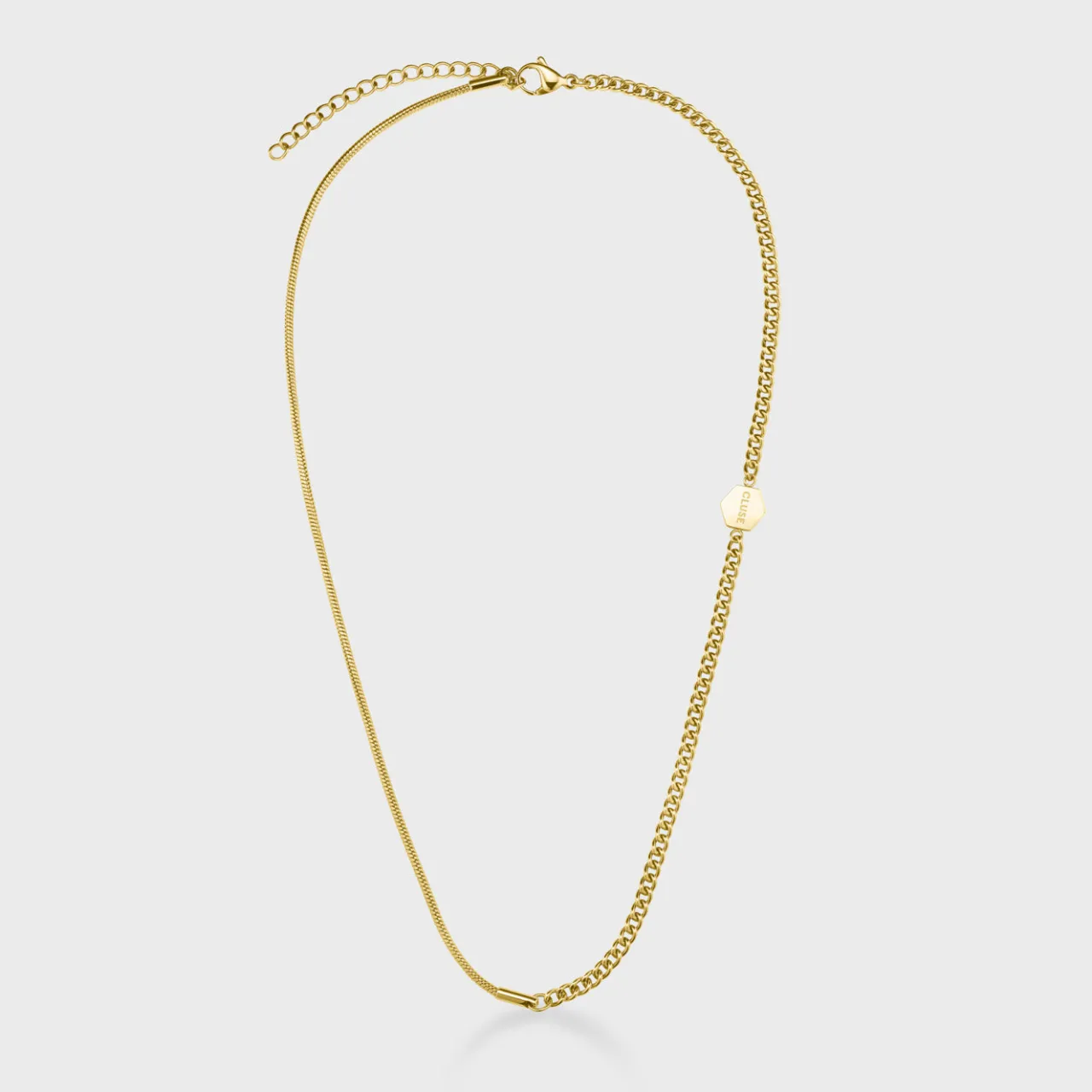 CLUSE Essentielle Mixed Snake Link Chain Necklace, Gold Colour