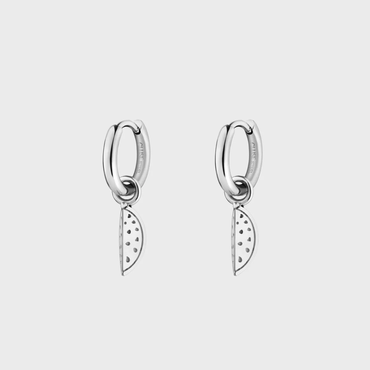 CLUSE Essentielle Watermelon Charm Hoop Earrings, Silver Colour
