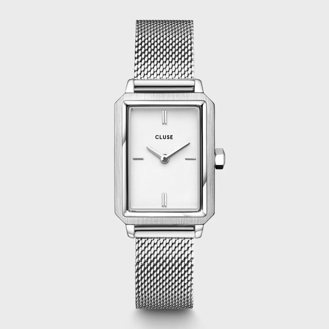 Femme CLUSE Fluette Watch Mesh White, Silver Colour