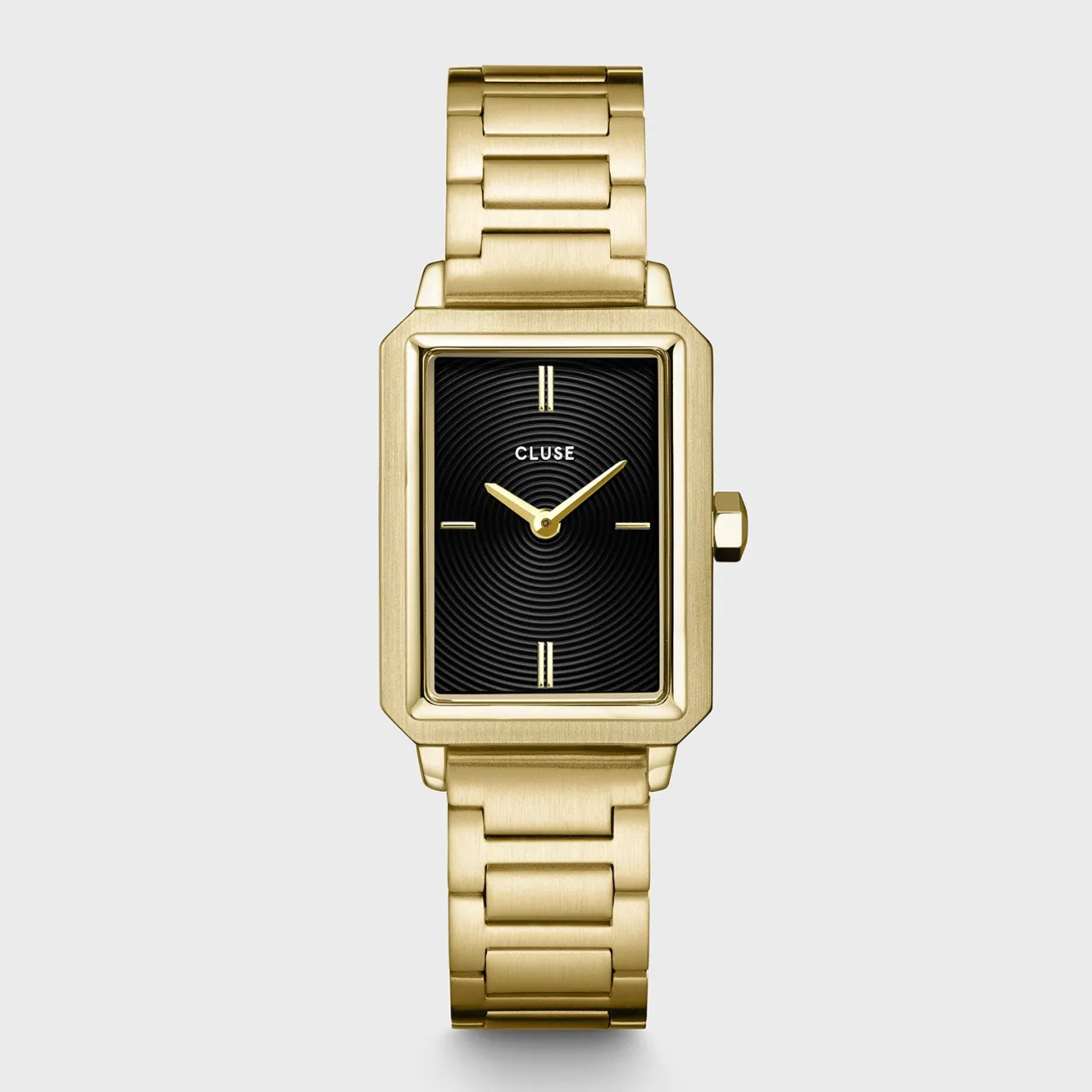 Femme CLUSE Fluette Watch Steel, Circular Texture Black, Gold Colour