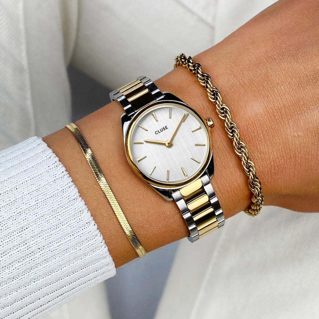 Femme CLUSE Féroce Mini Watch Steel, Silver, Bicolour