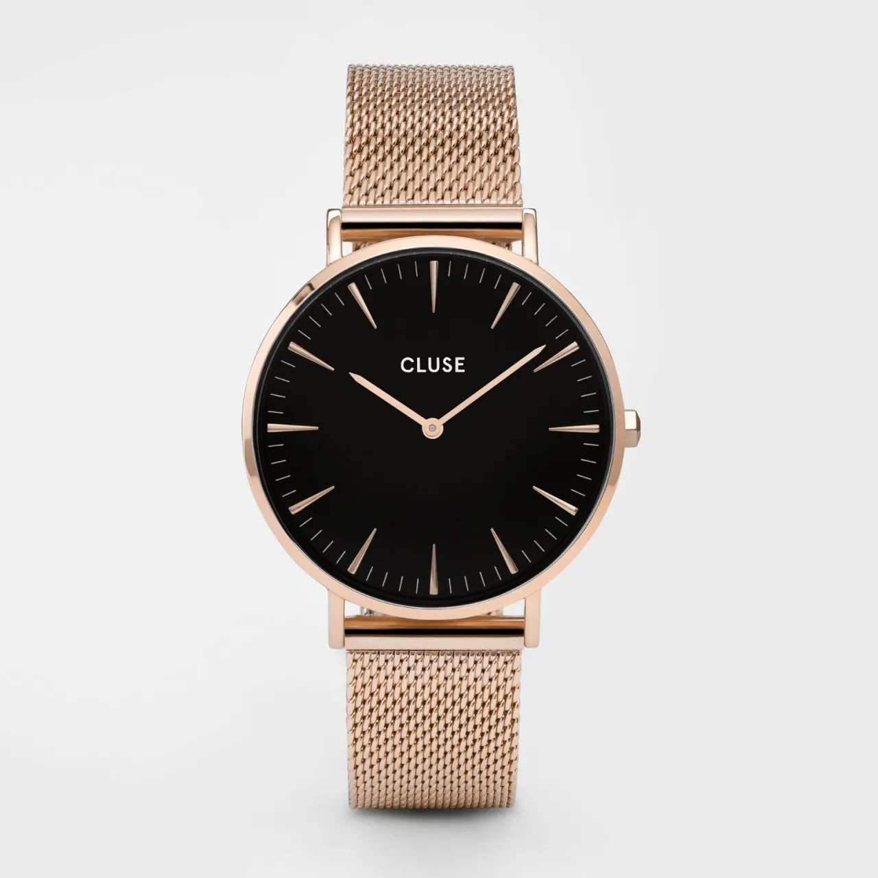 Femme CLUSE Gift Box Boho Chic Mesh Watch and Strap Rose Gold Colour