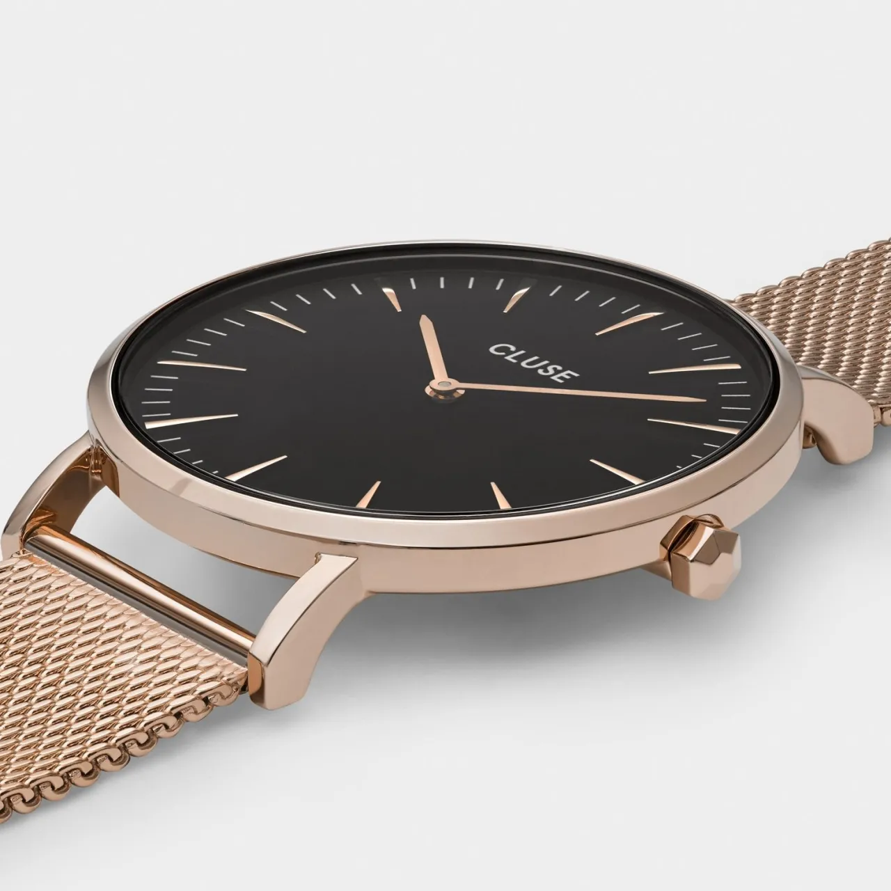 Femme CLUSE Gift Box Boho Chic Mesh Watch and Strap Rose Gold Colour