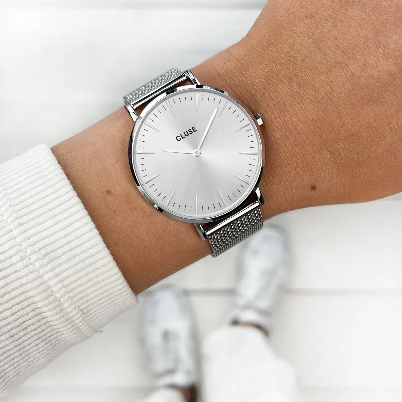 Femme CLUSE Gift Box Boho Chic Watch and Strap, Silver Colour