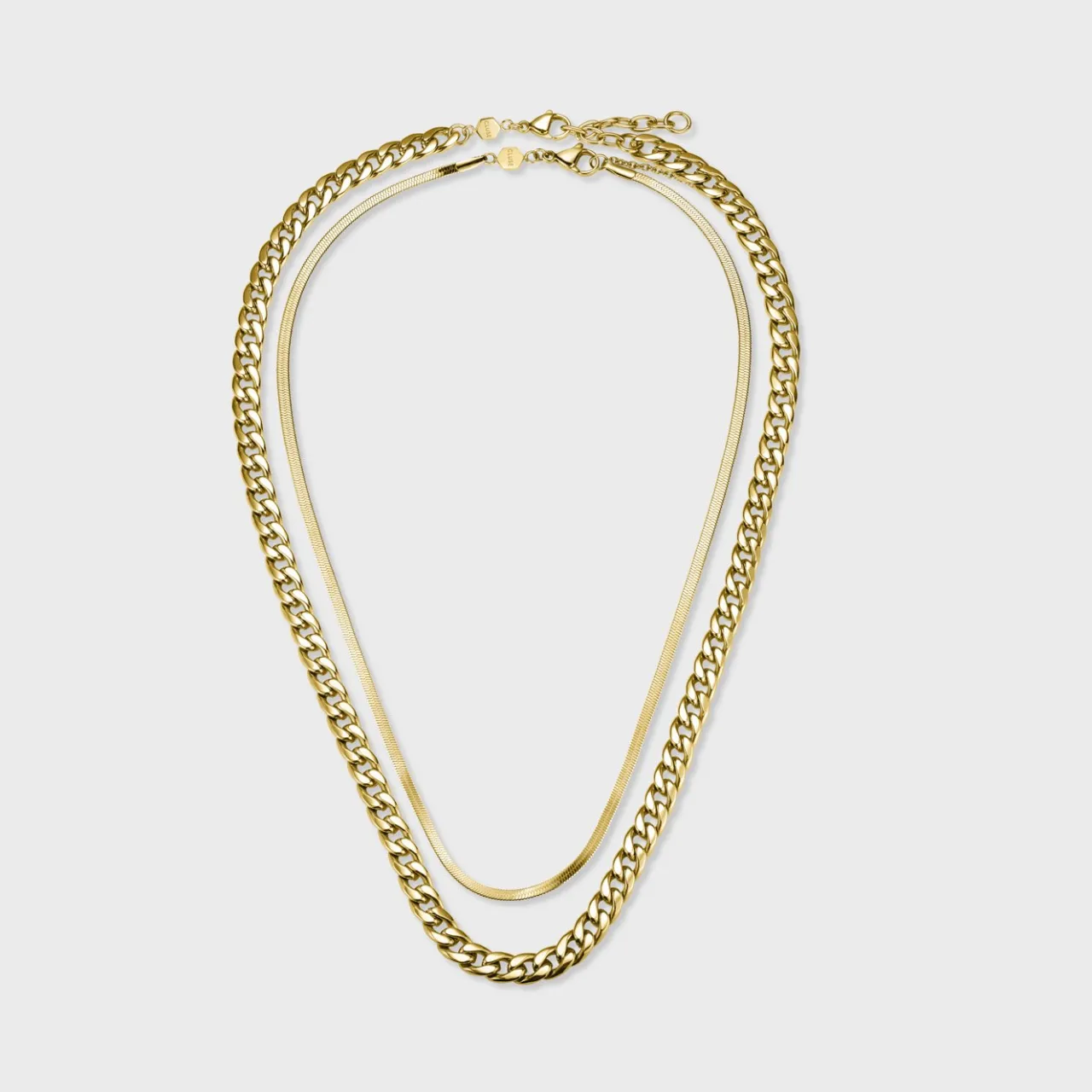 CLUSE Gift Box Essentielle Snake and Flat Curb Necklaces, Gold Colour