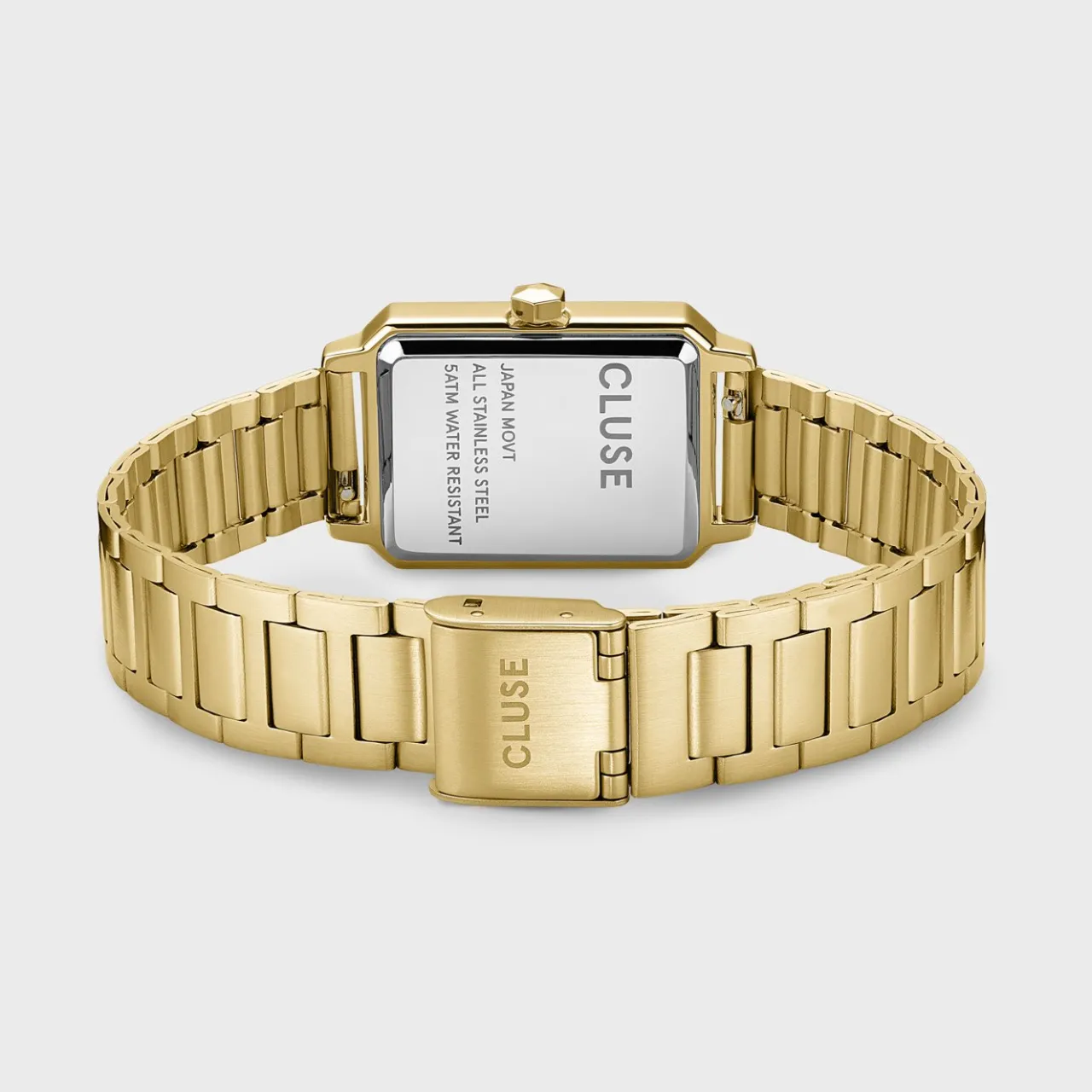 Femme CLUSE Gift Box Fluette Steel Watch and Black Leather Lizard Strap, Gold Colour