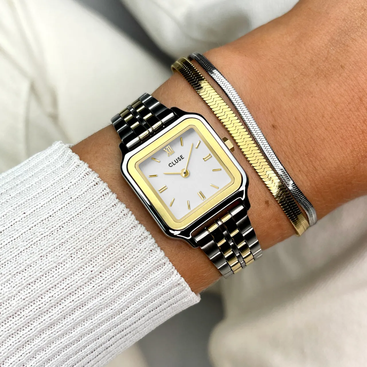 Femme CLUSE Gift Box Gracieuse Petite Bicolour & double snake bracelet