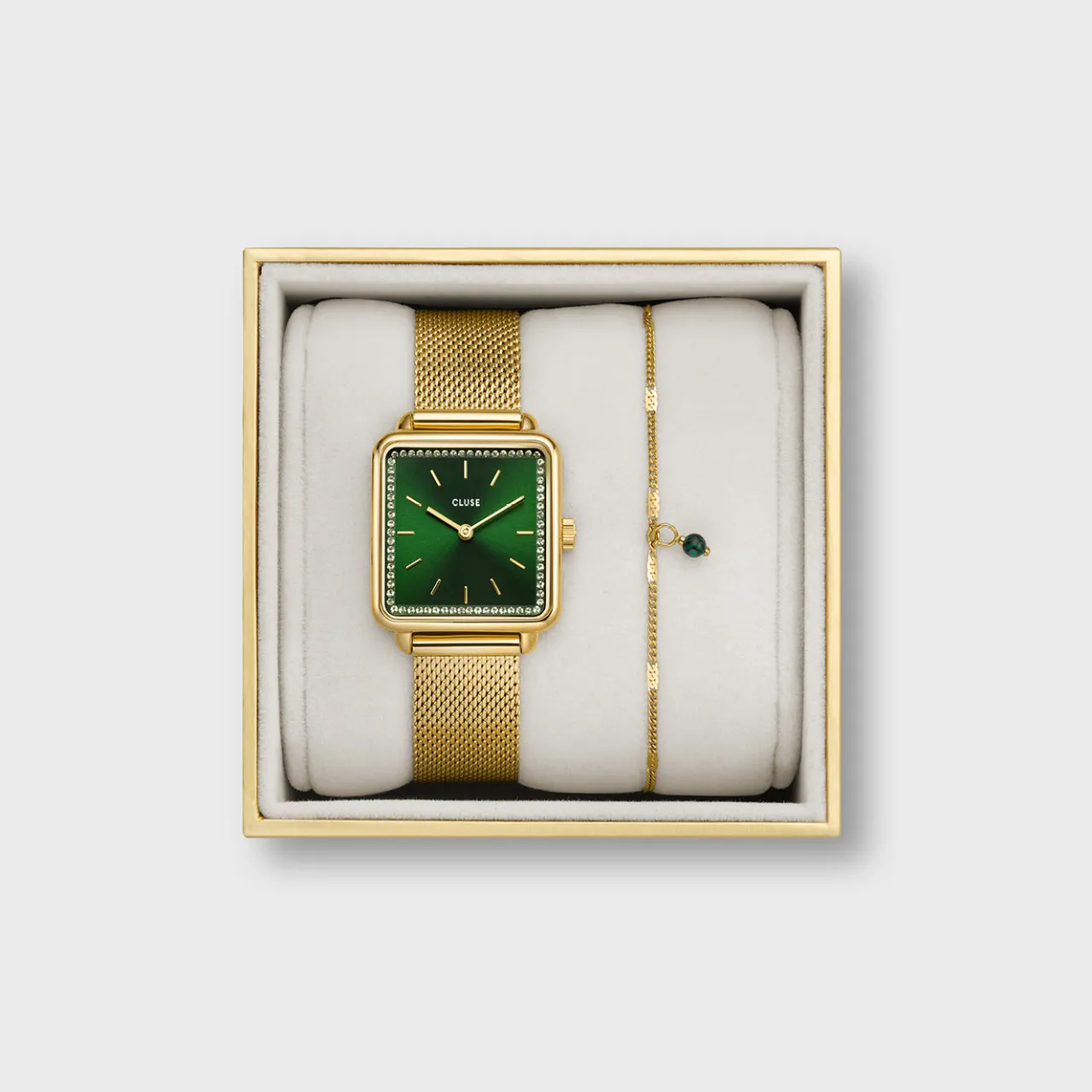 gift_box_la_ttragone_mesh_and_malachite_bracelet_gold_colour_5-1.webp Femme CLUSE Gift Box La Tétragone Mesh and Malachite Bracelet Gold Colour