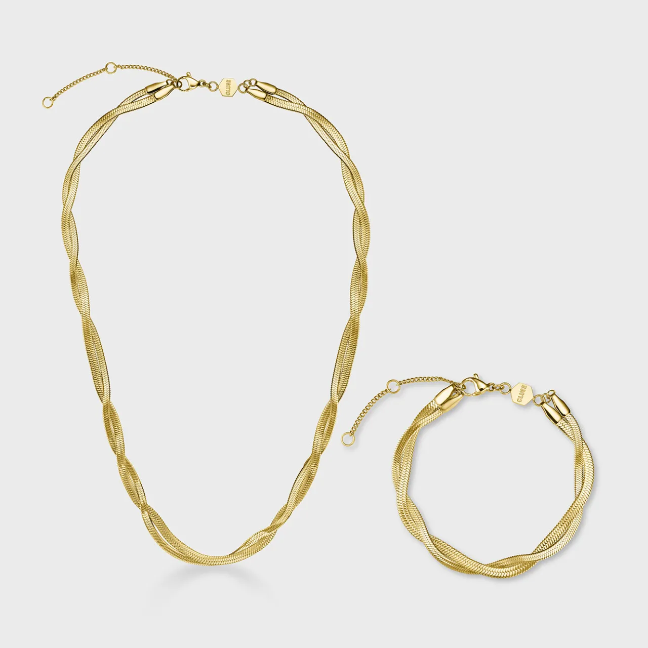 CLUSE Gift Box Élevé Twisted Snake Bracelet & Necklace, Gold Colour