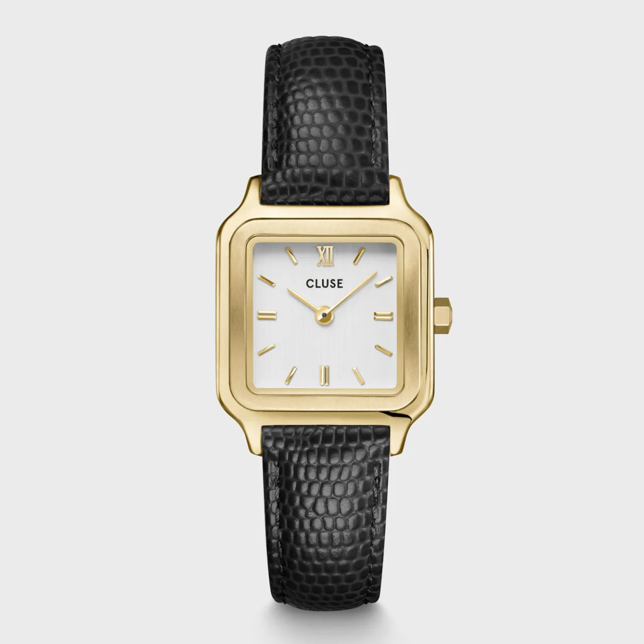 Femme CLUSE Gracieuse Petite Watch Leather, Black Lizard, Gold Colour
