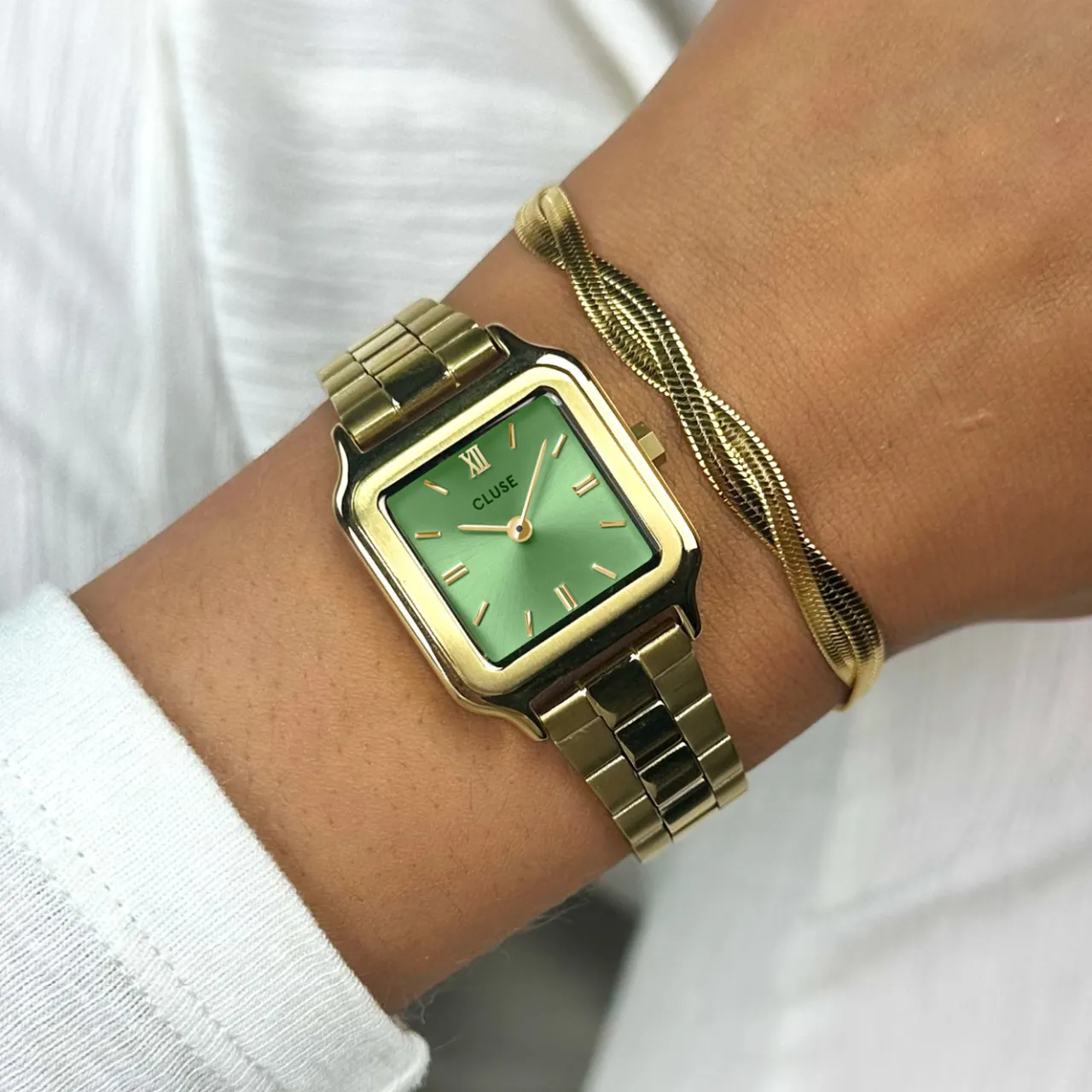Femme CLUSE Gracieuse Petite Watch Steel, Light Green, Gold Colour