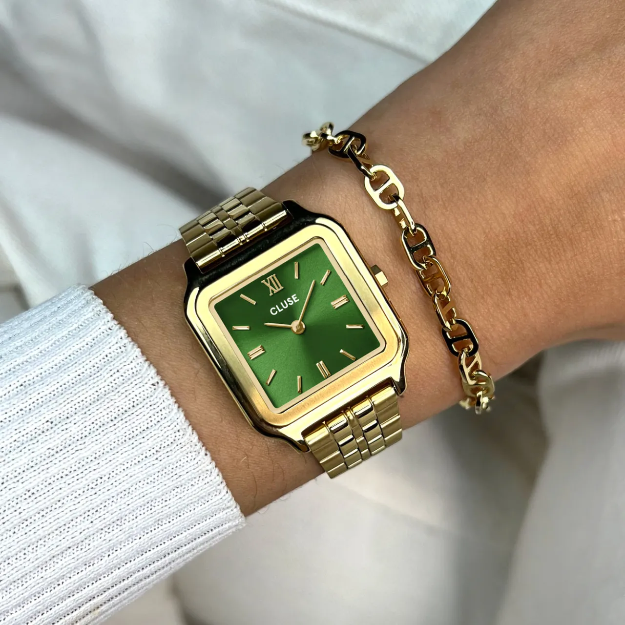Femme CLUSE Gracieuse Watch Steel, Forest Green, Gold Colour
