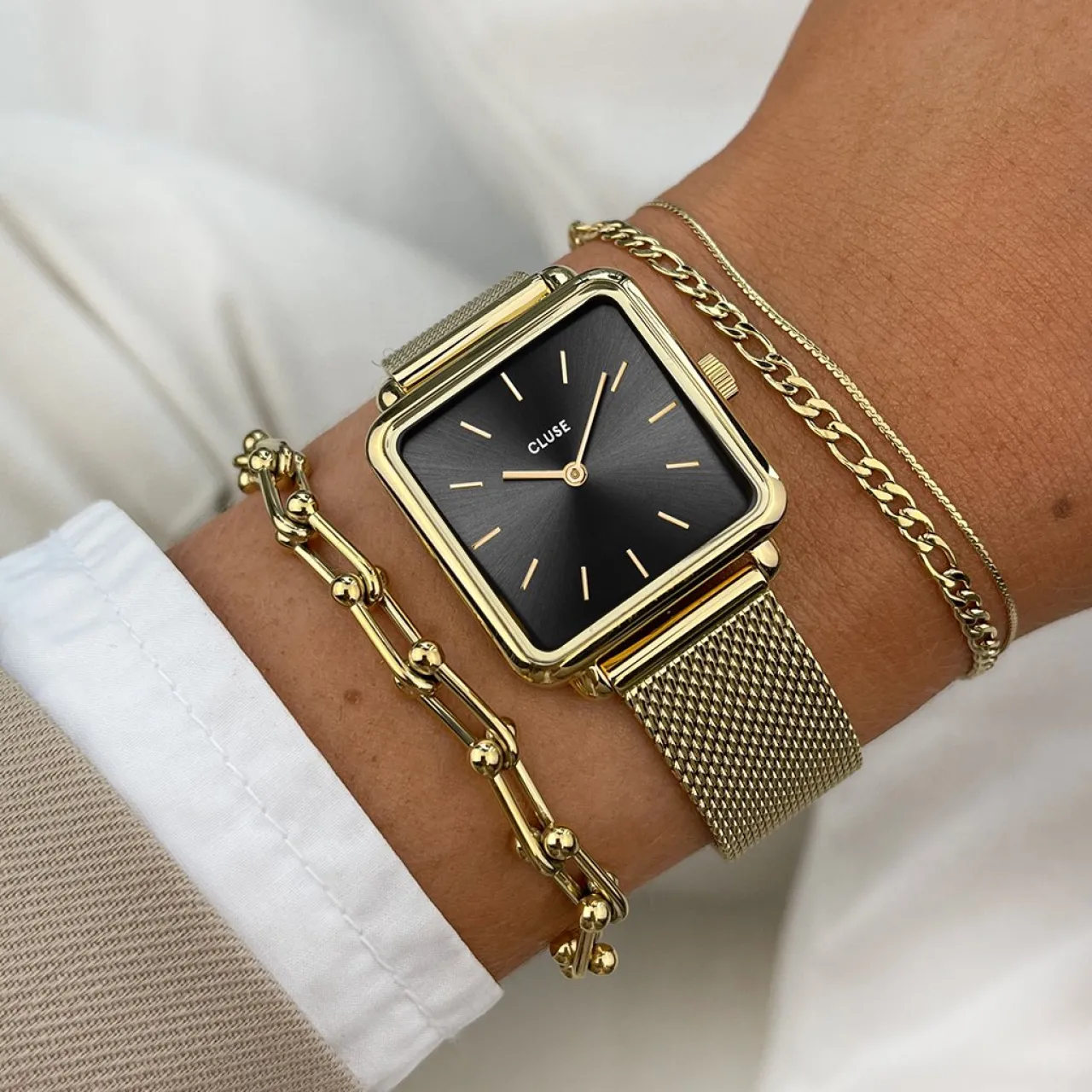 Femme CLUSE La Tétragone Mesh Black, Gold Colour