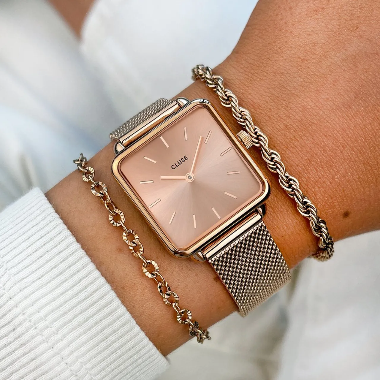 Femme CLUSE La Tétragone Mesh Full Rose Gold