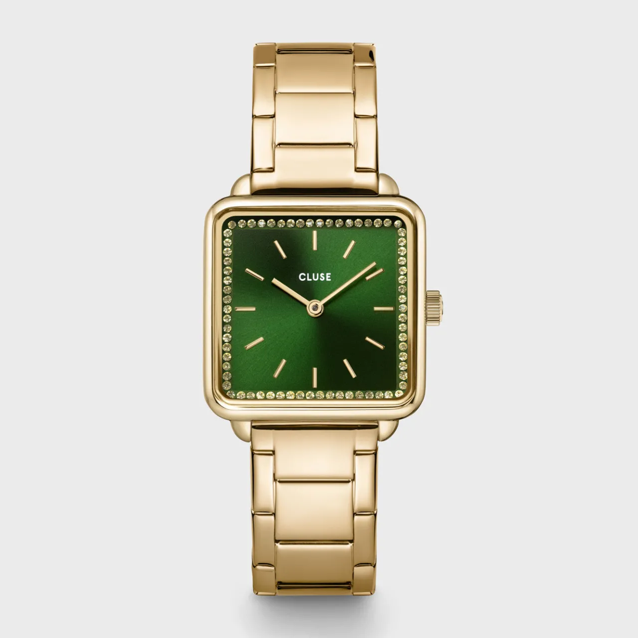 Femme CLUSE La Tétragone Watch Steel stones Green, Gold Colour