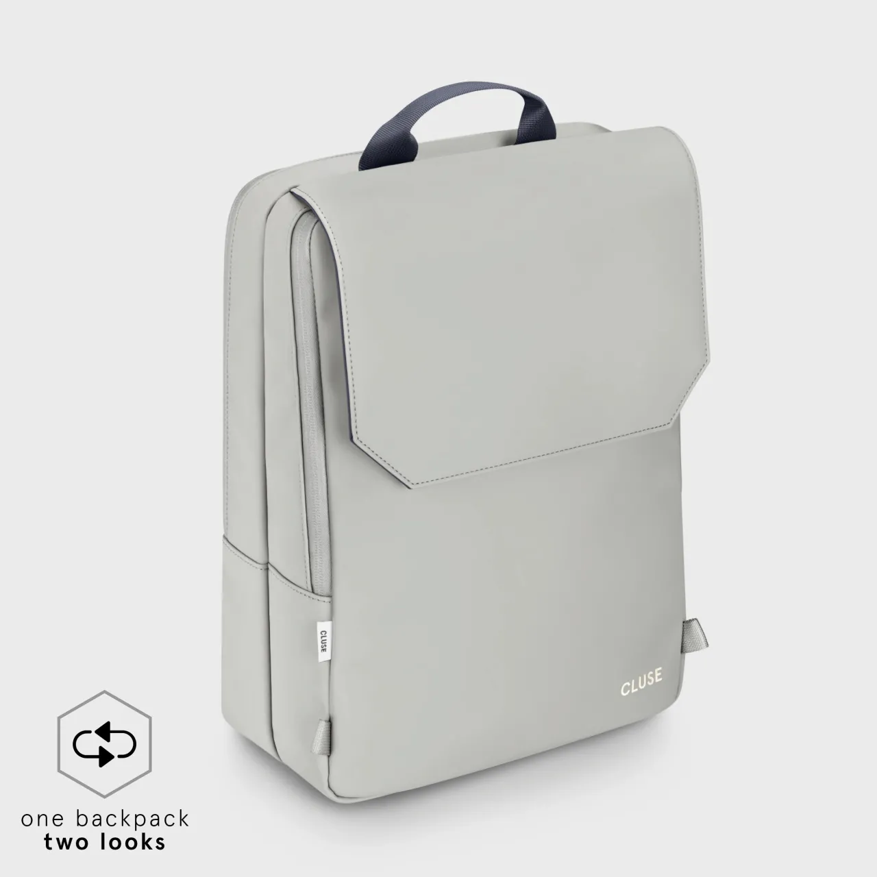 CLUSE Le Réversible Backpack, Light Grey Navy, Silver Colour