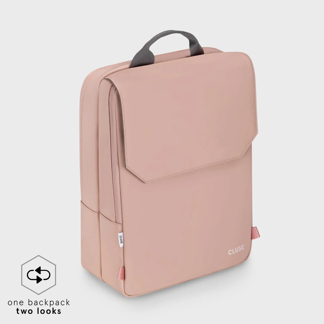 CLUSE Le Réversible Backpack, Rose Dark Grey, Silver Colour