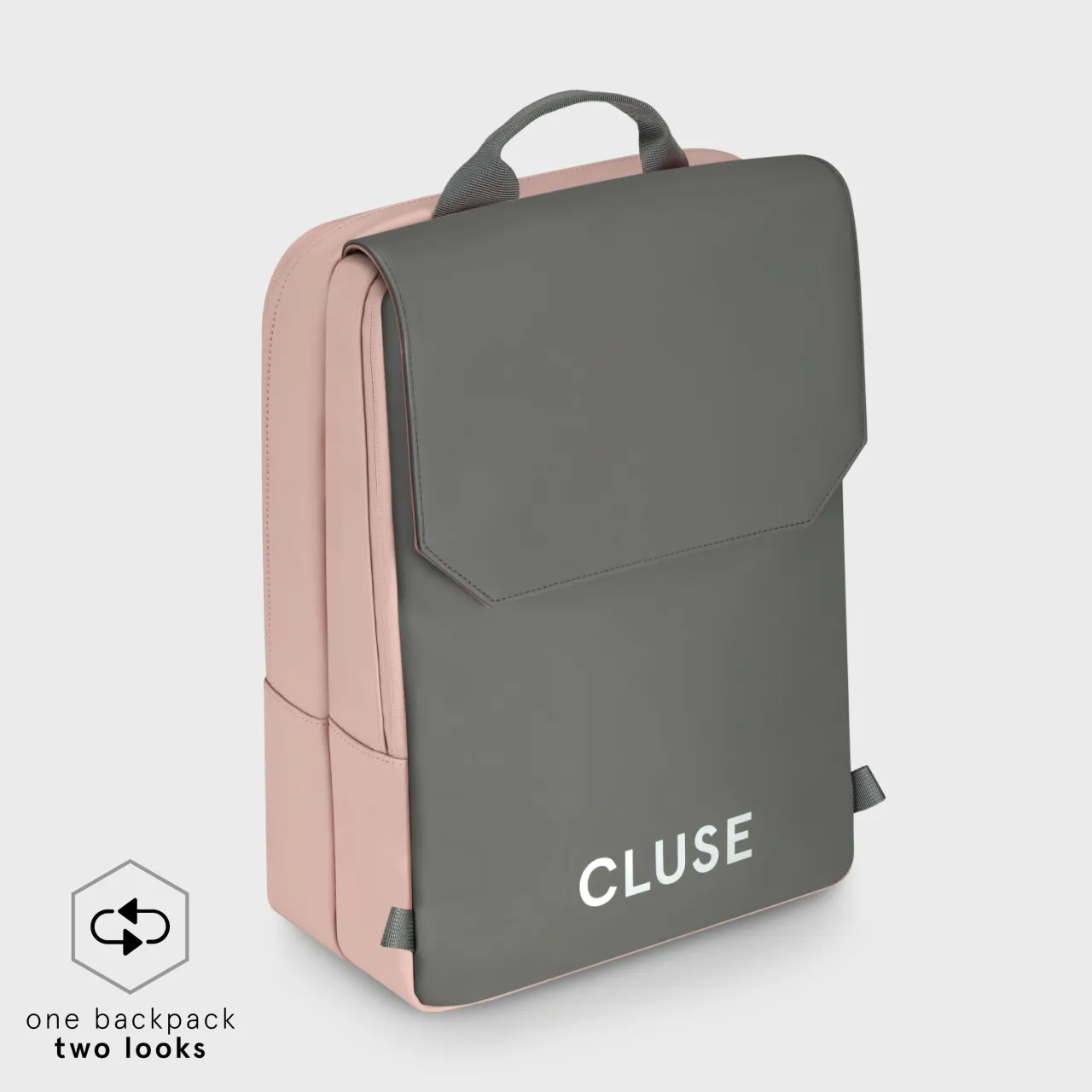 CLUSE Le Réversible Backpack, Rose Dark Grey, Silver Colour