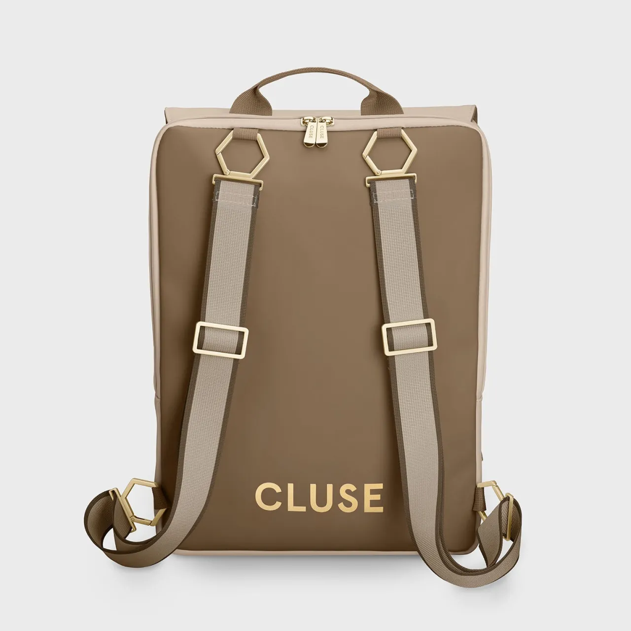 CLUSE Le Réversible Straps, Striped Beige Brown, Gold Colour
