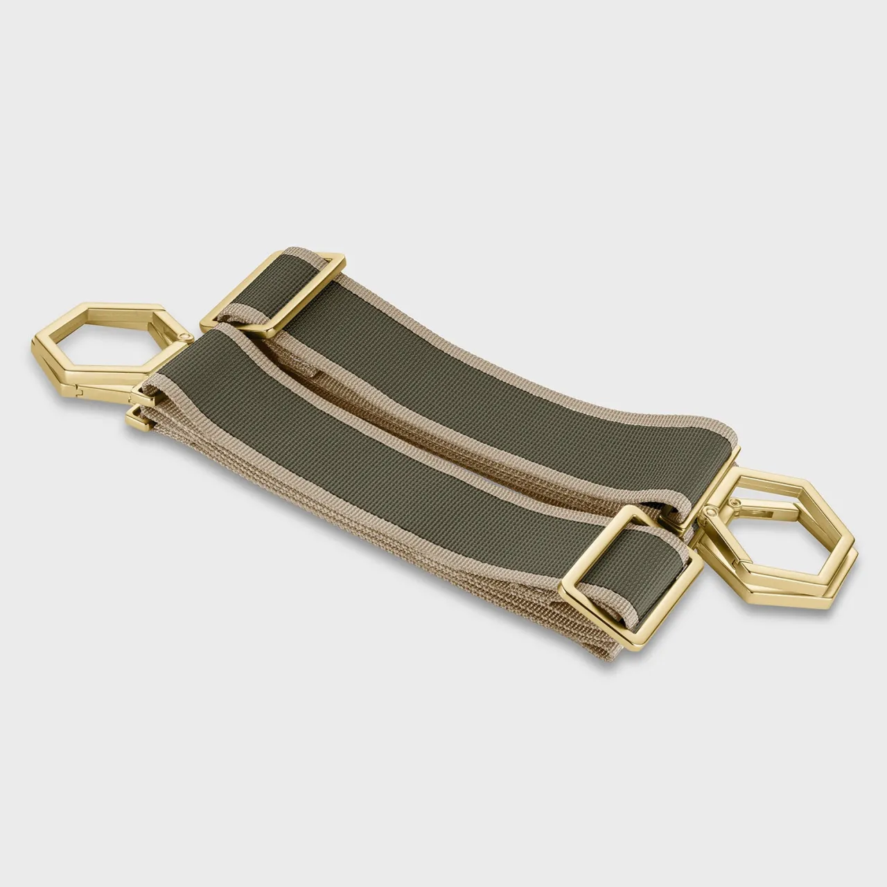 CLUSE Le Réversible Straps, Striped Green Beige, Gold Colour