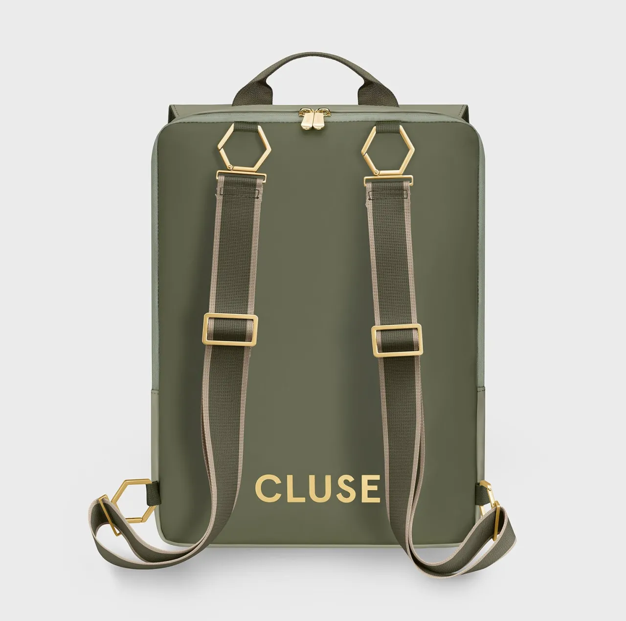 CLUSE Le Réversible Straps, Striped Green Beige, Gold Colour