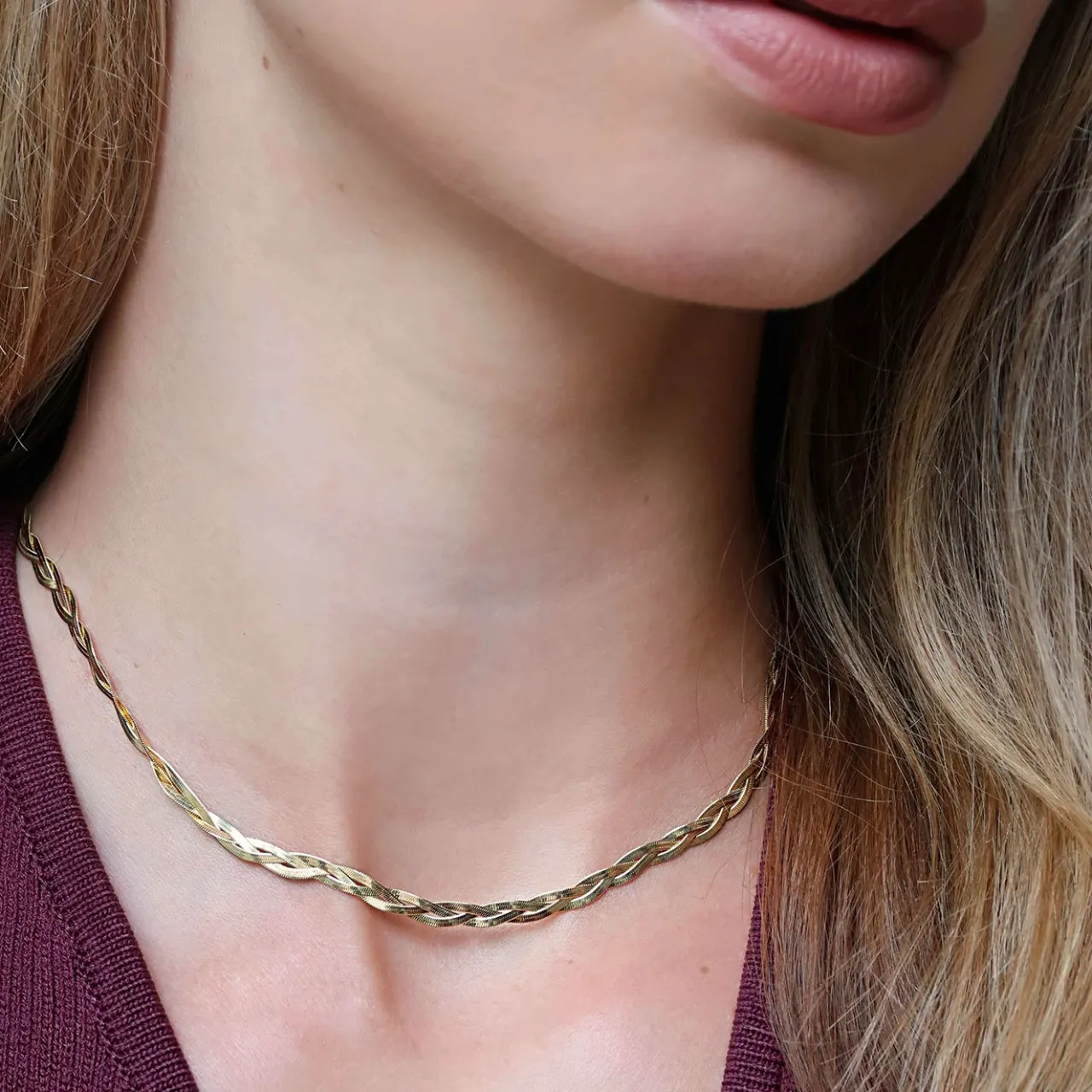 CLUSE Élevé Braided Snake Necklace, Gold Colour