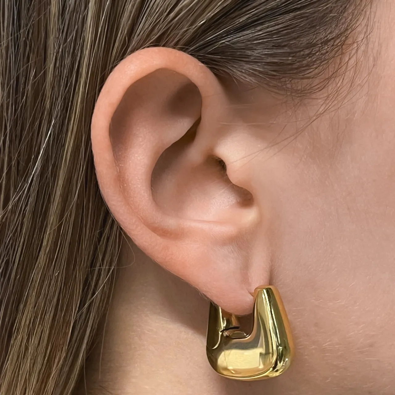 CLUSE Élevé Rectangular Hoop Earrings, Gold Colour