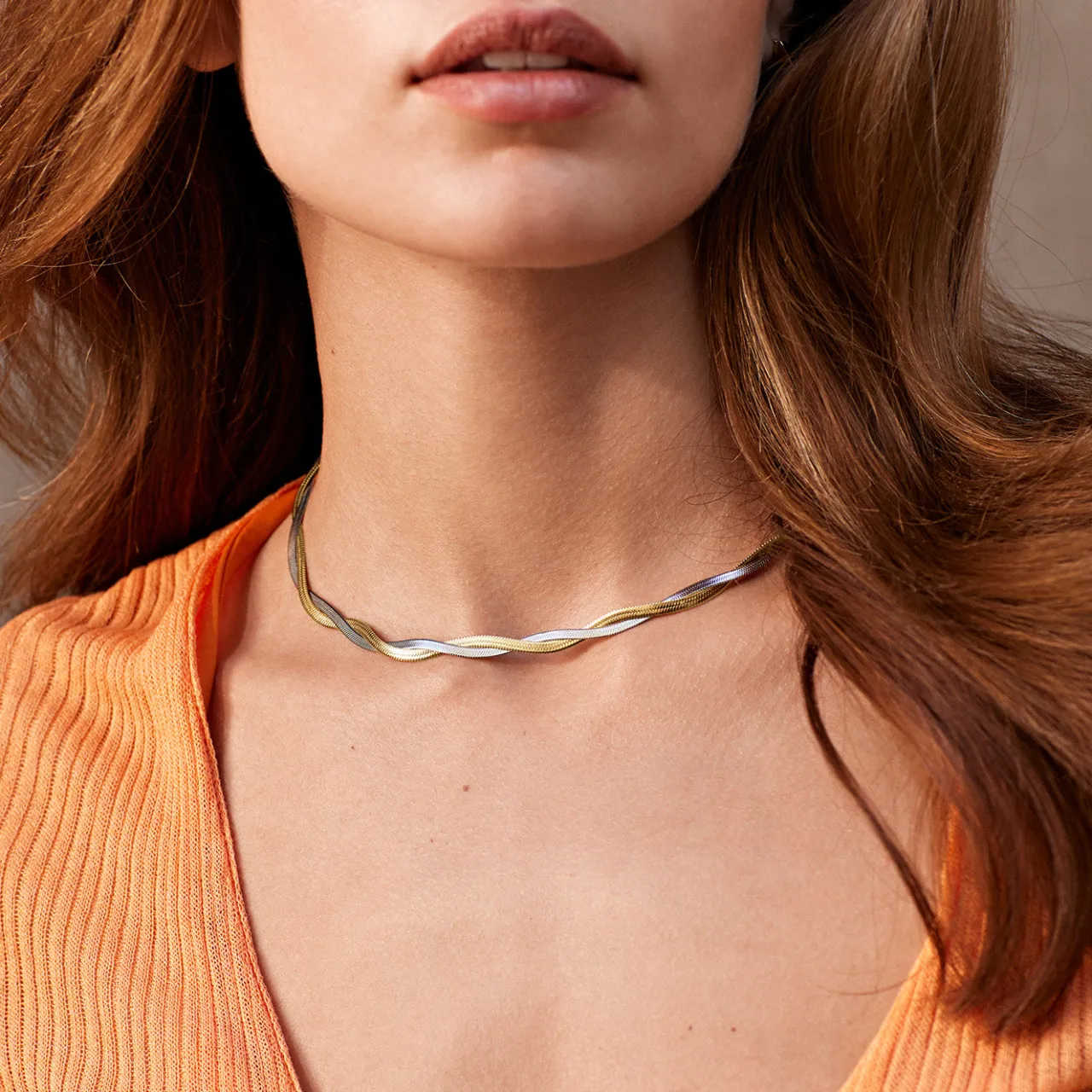 CLUSE Élevé Twisted Snake Necklace, Bicolour