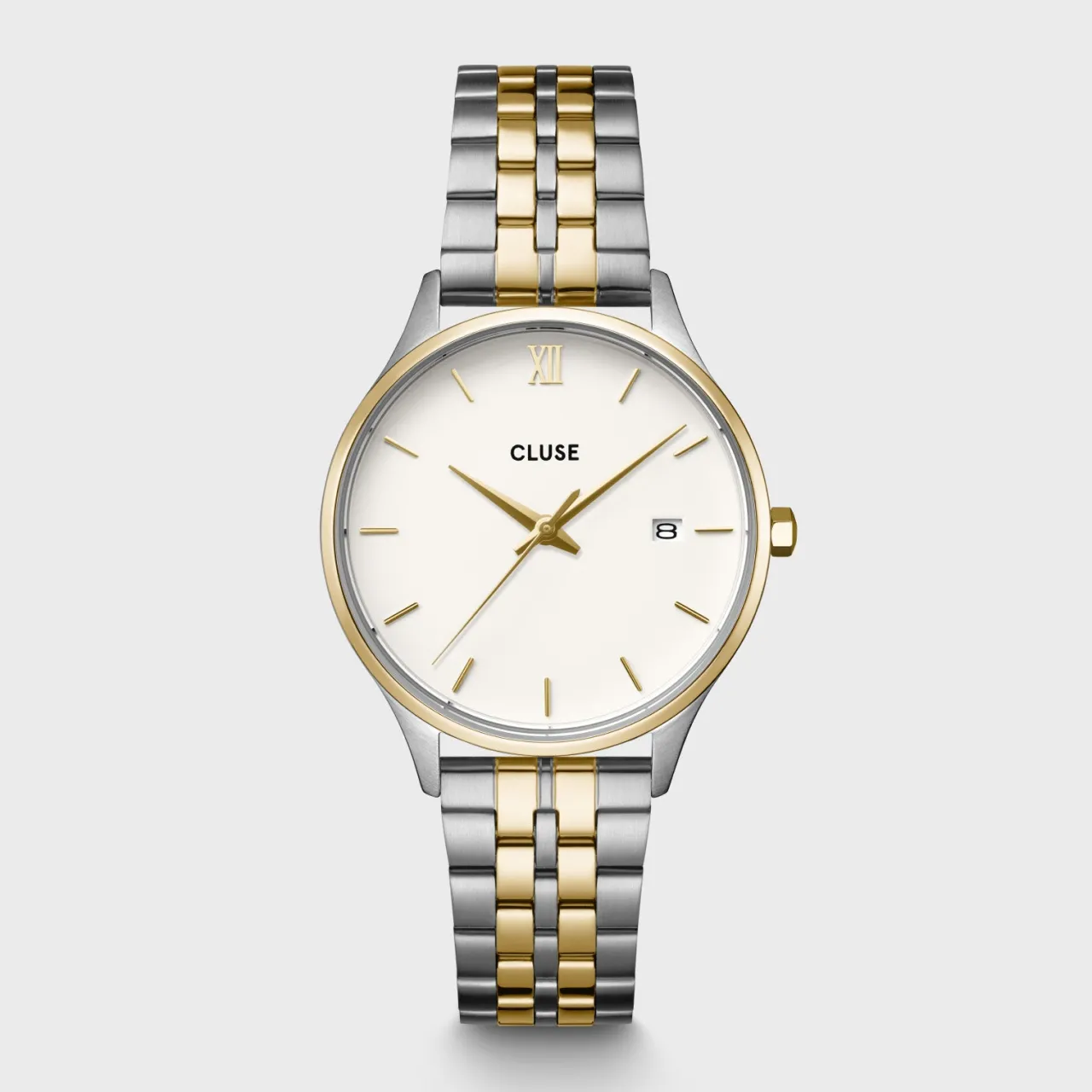 Femme CLUSE Minuit Date Watch Steel, Coconut Milk, Bicolor