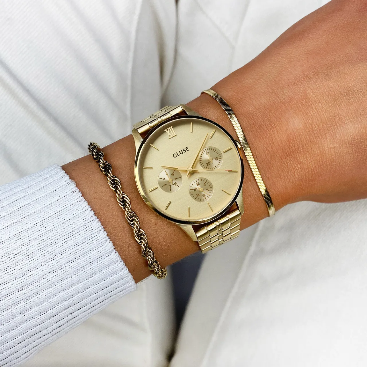 Femme CLUSE Minuit Multifunction Watch Steel, Full Gold colour