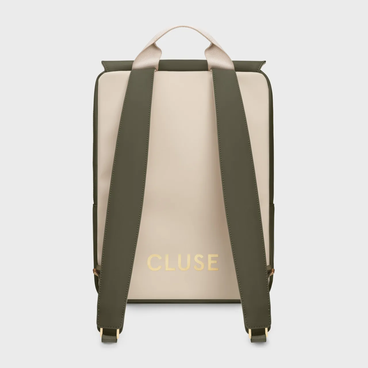 CLUSE Nuitée Backpack, Dark Green Beige, Gold Colour