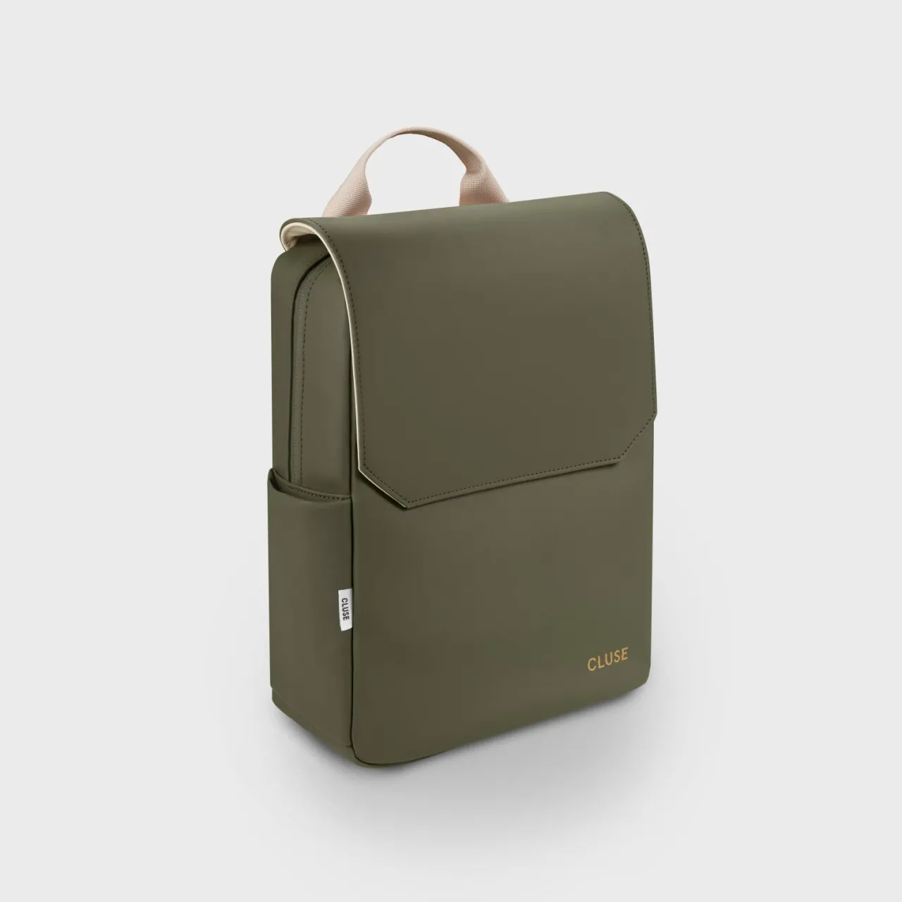CLUSE Nuitée Petite Backpack, Dark Green Beige, Gold Colour