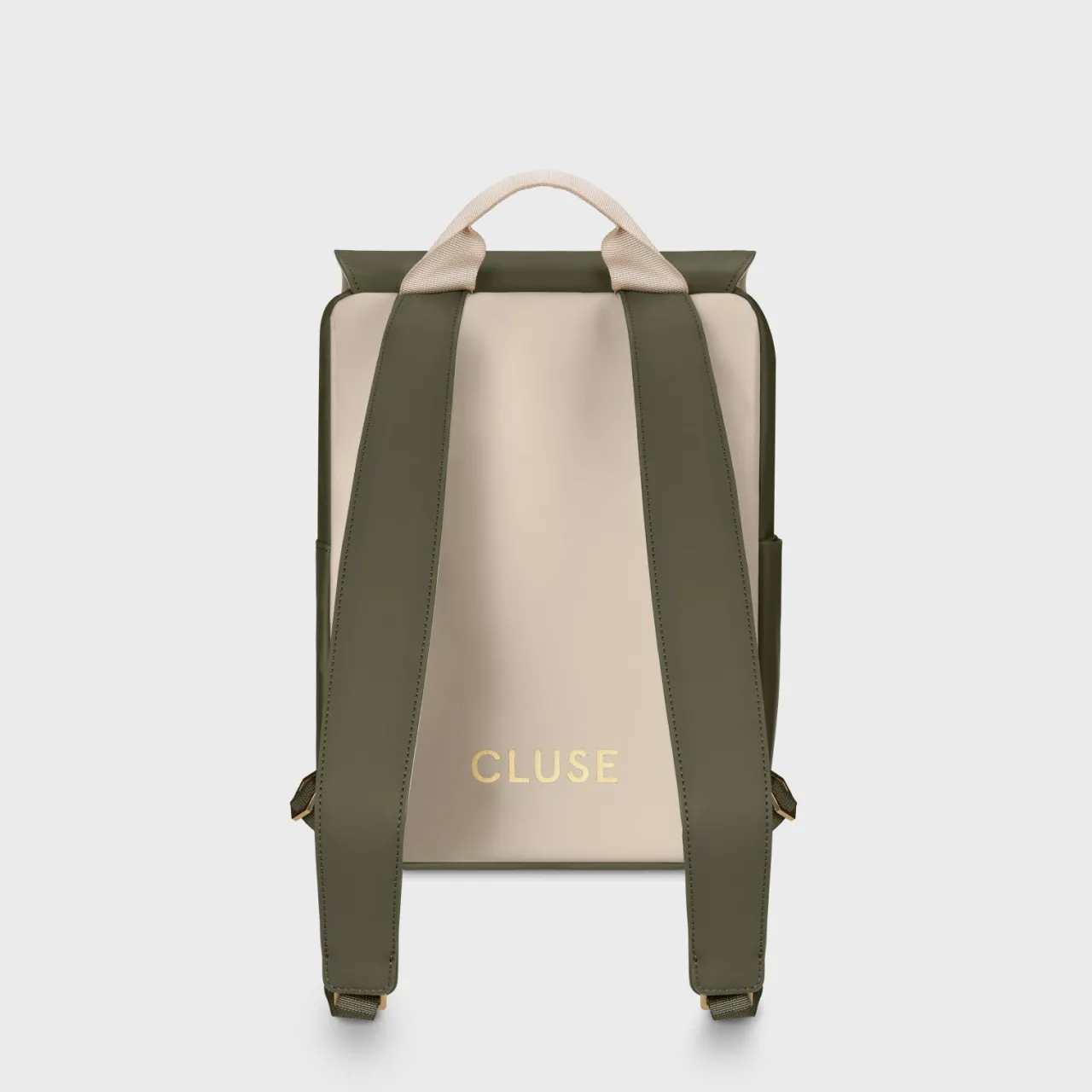 CLUSE Nuitée Petite Backpack, Dark Green Beige, Gold Colour