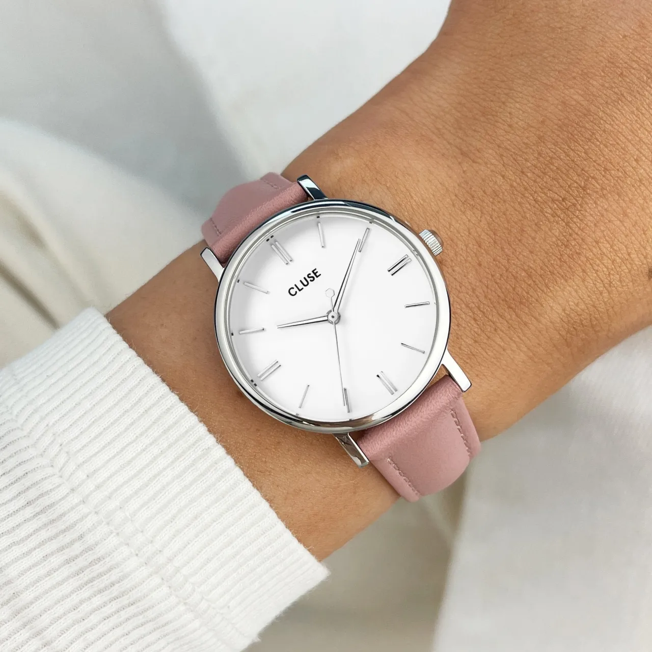 Femme CLUSE Pavane Petite Leather Pink, Silver Colour