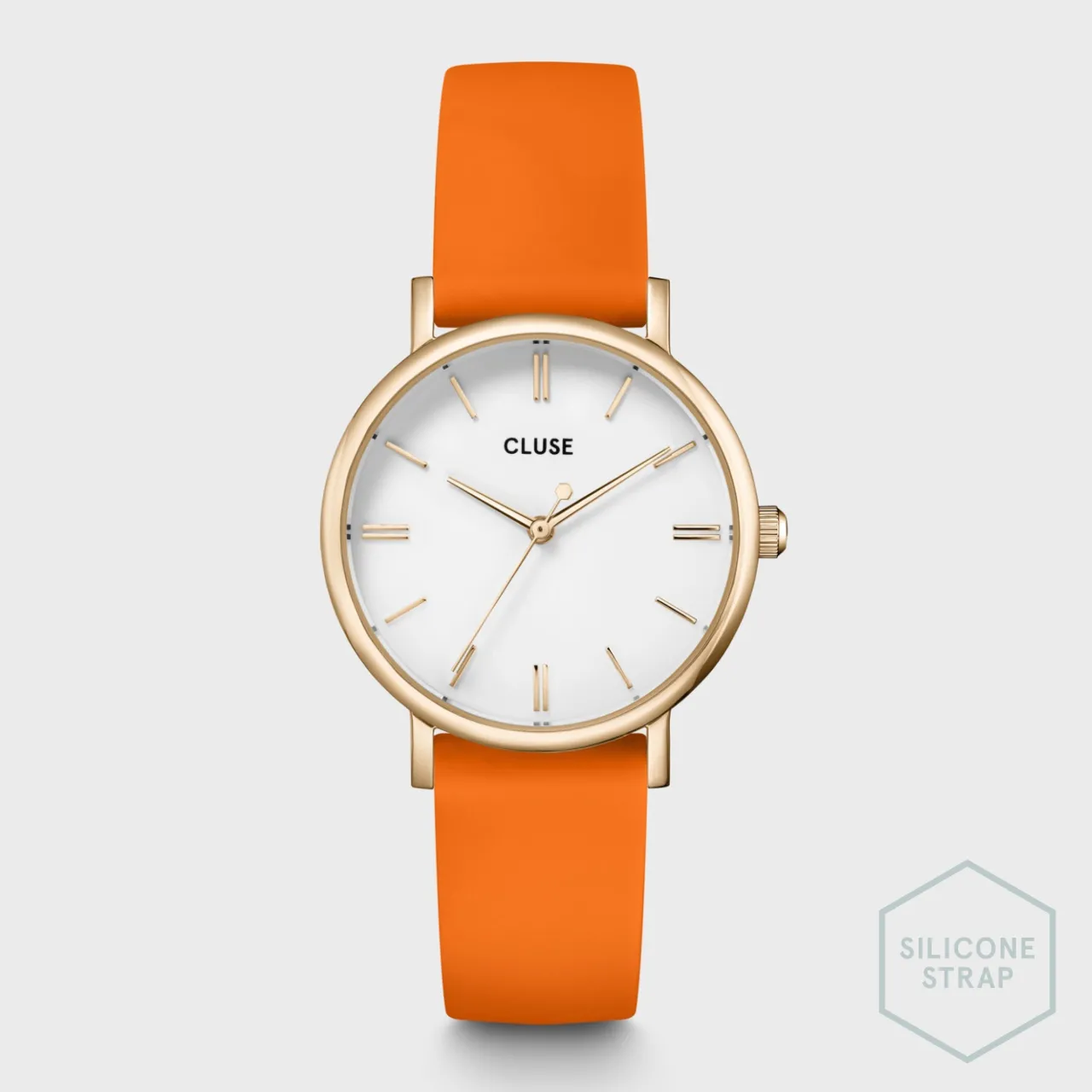 Femme CLUSE Pavane Petite Silicone Orange, Gold Colour
